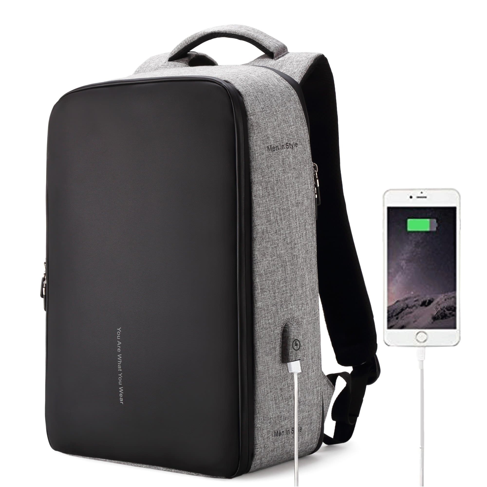 BISON SPIRIT Anti-Theft USB Charging Men Backpack ▏NO Key TSA Lock Design Men Business Stylish Travel Backpack