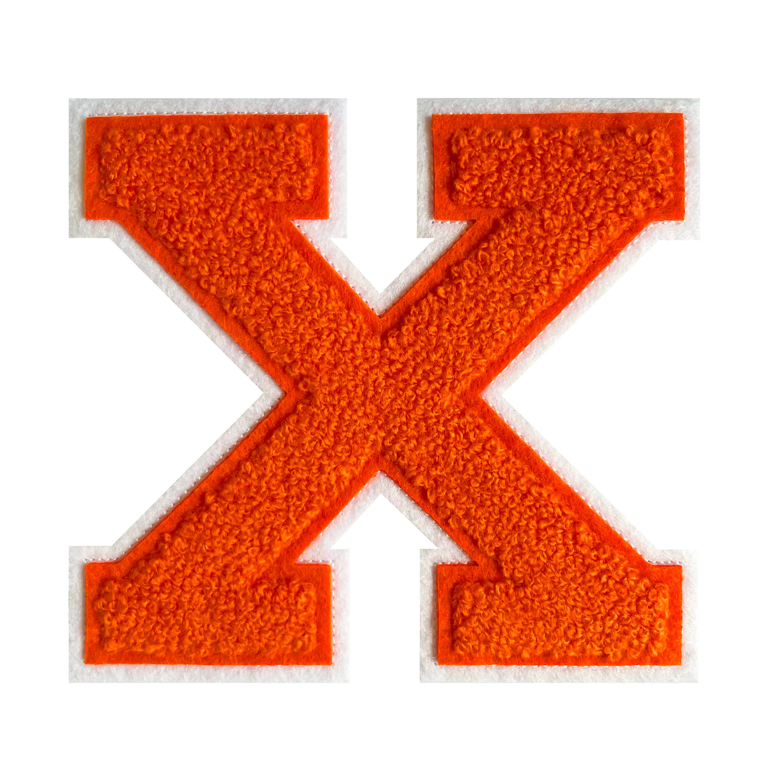 4.5"Chenille Letter Patches Orange Iron on Letter Patches for Clothing Varsity Letter Patches Letterman Jacket Patches (Orange-X)