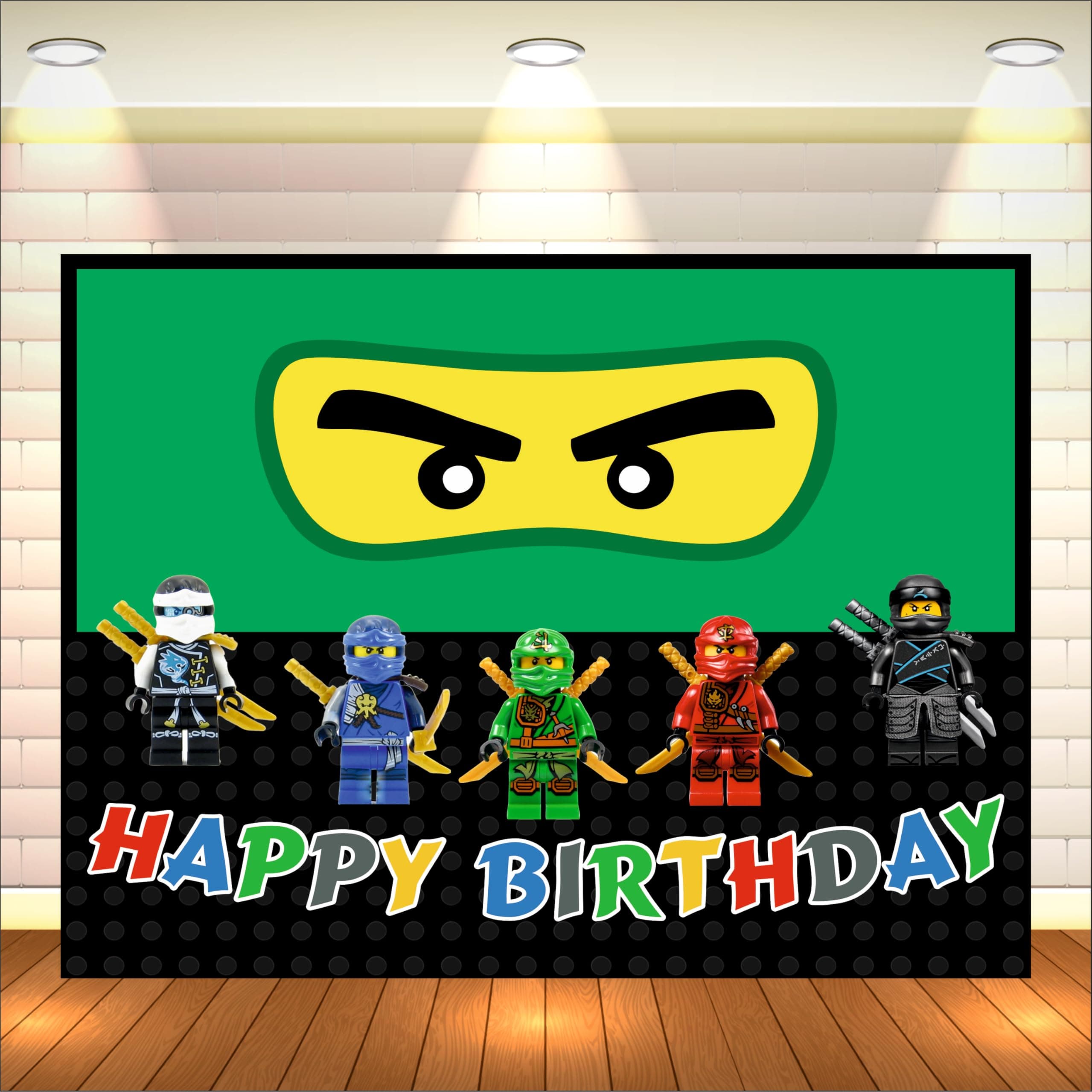 Ninja Theme Backdrop | Theme Birthday Party Decoration | Happy Birthday Banner for Kids (Pack of 1, Multicolor, Size: 5x4 Feet)
