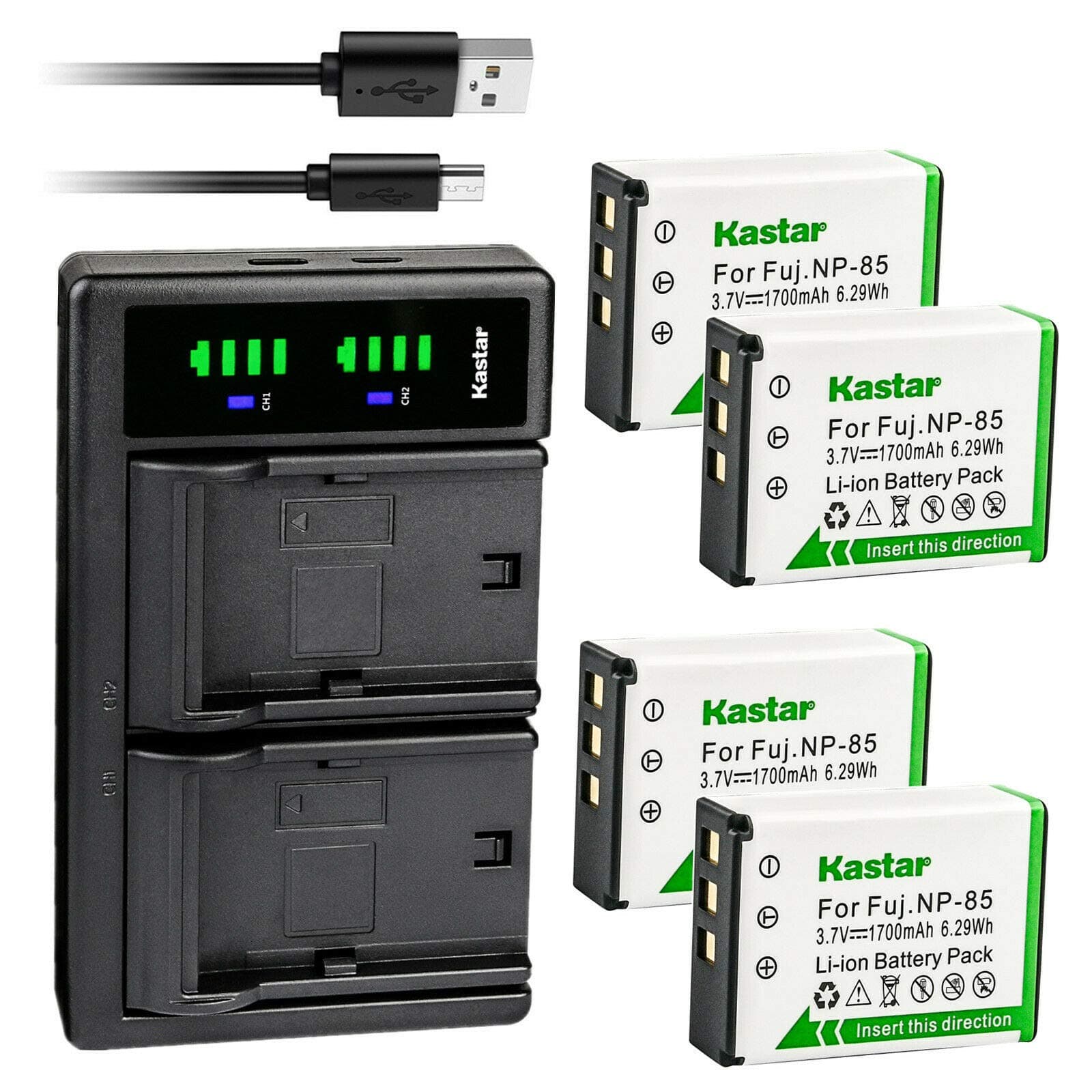 Kastar4-Pack Battery and LTD2 USB Charger Replacement for Toshiba Camileo X200 Camileo X400 Camileo X416 Camileo X416 HD Camileo Z100 Medion Life P47011 Life X47023 MD86423 MD 86423 MD86695 MD 86695