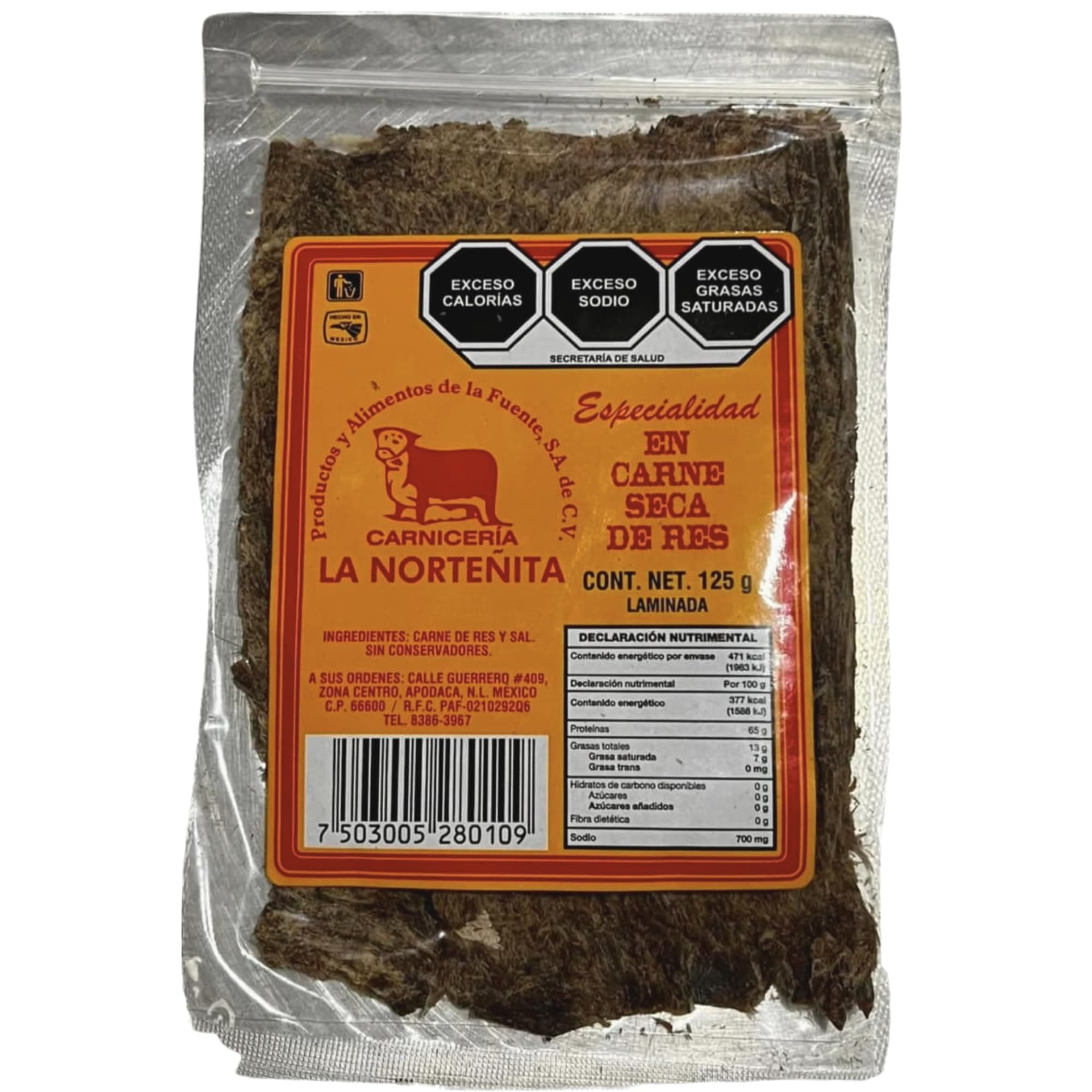 La Nortenita Machacado Carne Seca De Res Beef Shredded Jerkey 125g From Mexico Apodaca NL