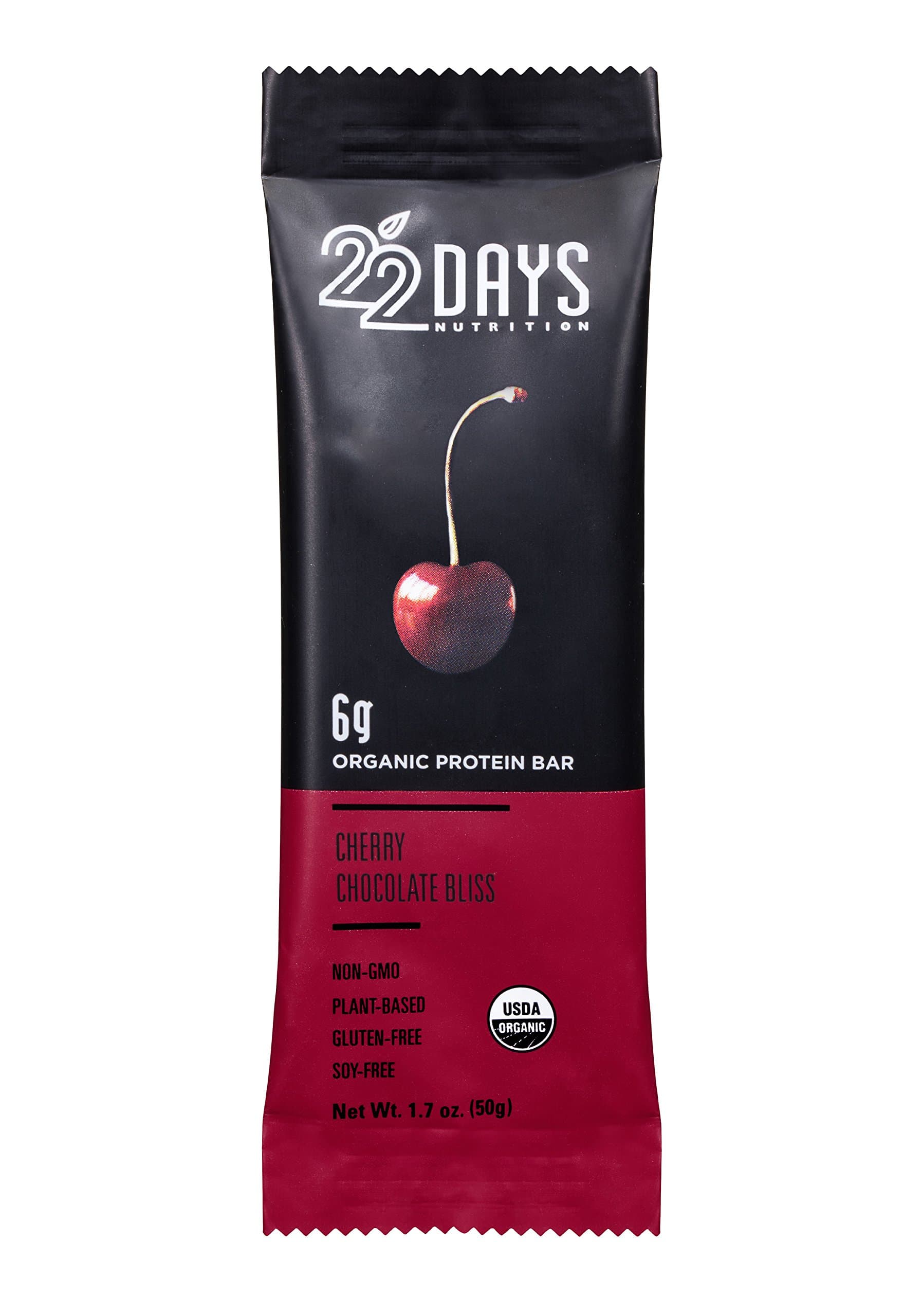 22 Days Nutrition, Organic Energy Bar, Cherry Chocolate Bliss, 50g (Pack of 12)