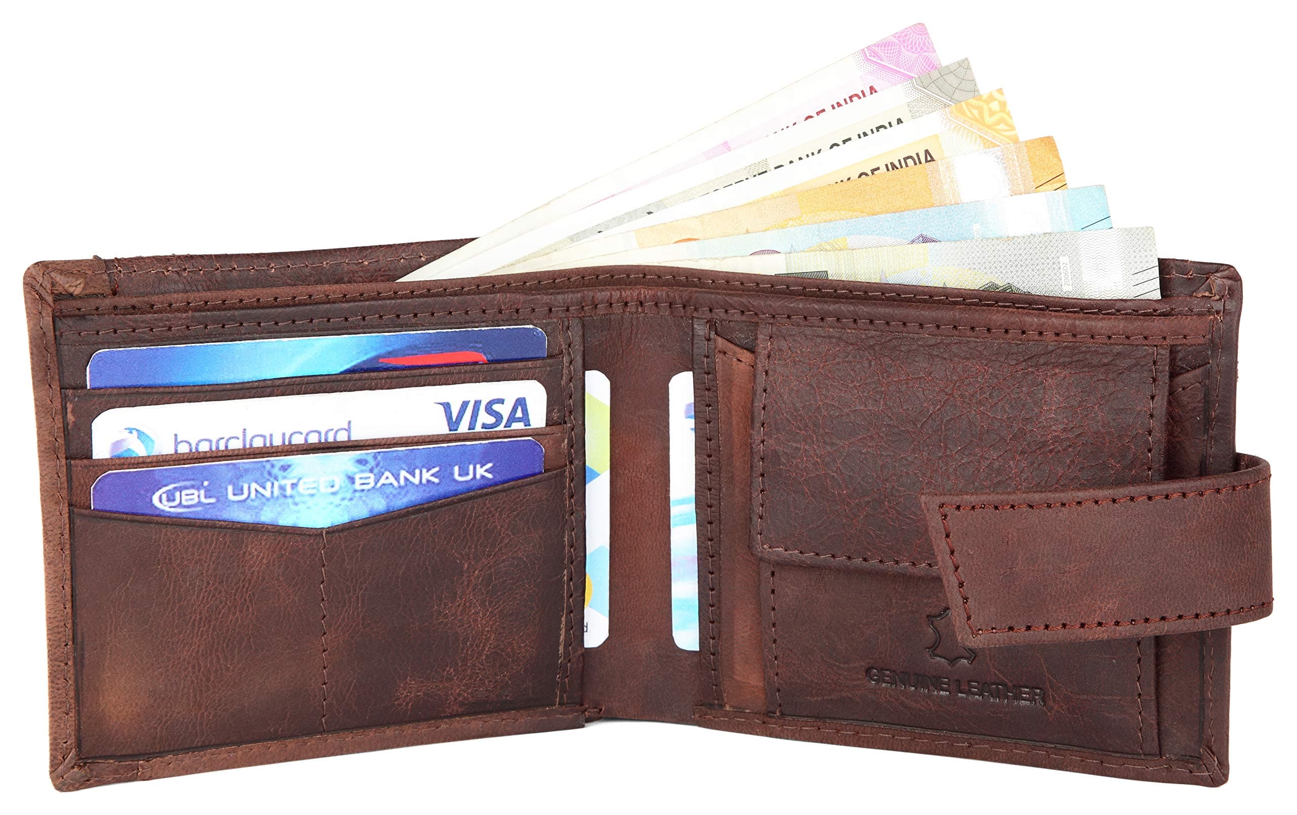 WildHorn Leather Men's Wallet (699711), BROWN CRACKLE, 11.5 x 9.5 x 1.5 cm, Classic