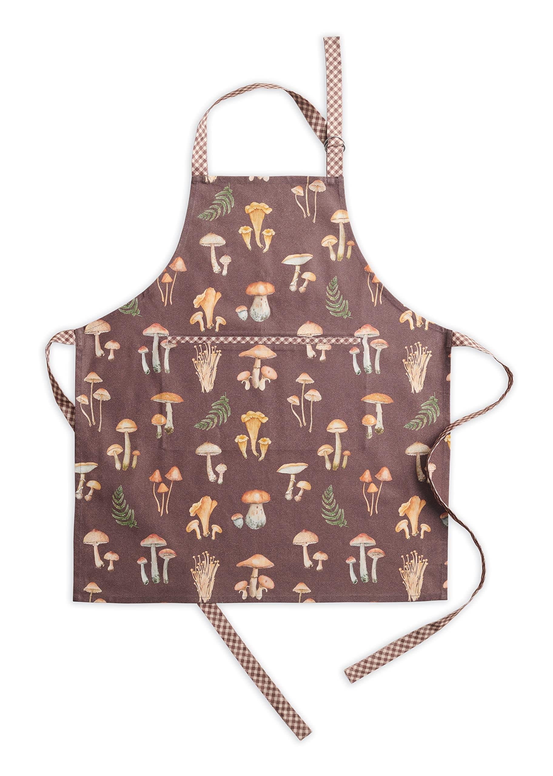 Maison d' Hermine Apron 100% Cotton 1 Piece Adjustable Neck Strap Apron with Center Pocket for Home, Kitchen