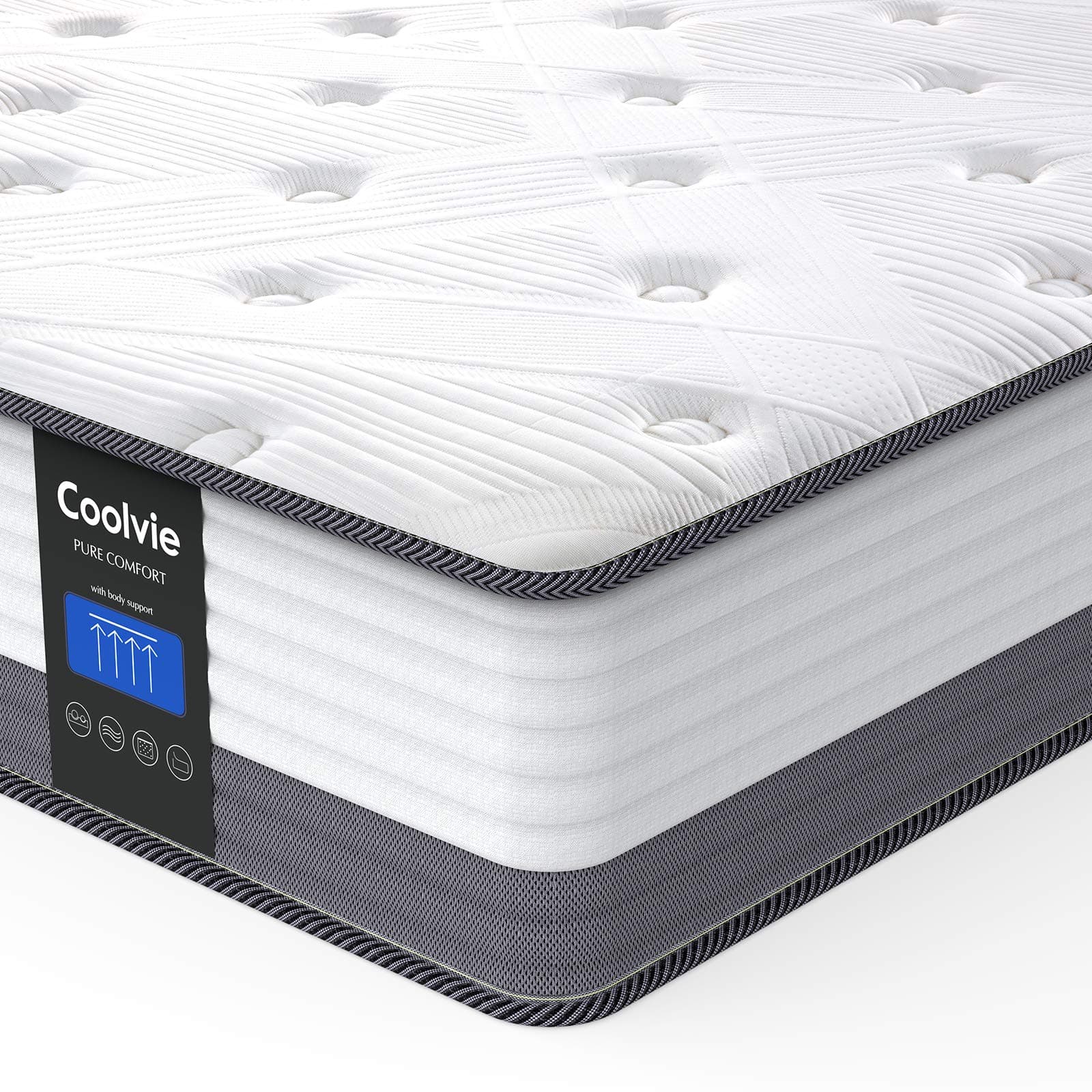 CoolvieQueen Mattresses, 10 Inch Queen Size Hybrid Mattress, Bed in A Box, Individual Pocket Springs with Memory Foam Layer Provide Pain Relief Motion Isolation & Cool Sleep, 2023 New