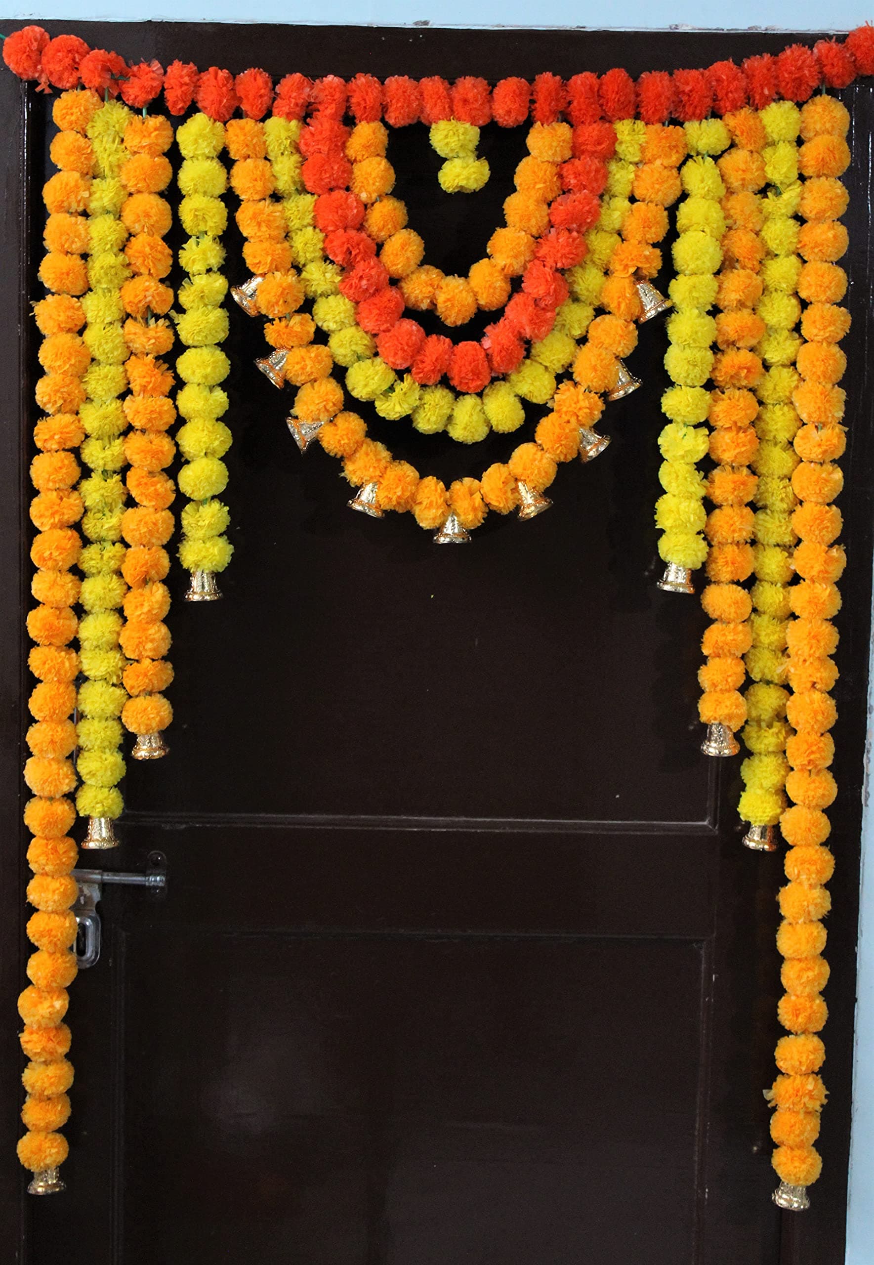 JH Gallery Artificial Marigold Garlands Flowers Door Hanging Toran for Home Decoration, Thoranam for Entrance Door, Banderwal for Home Door, Torans for Entrance Door (Orange & Yellow)