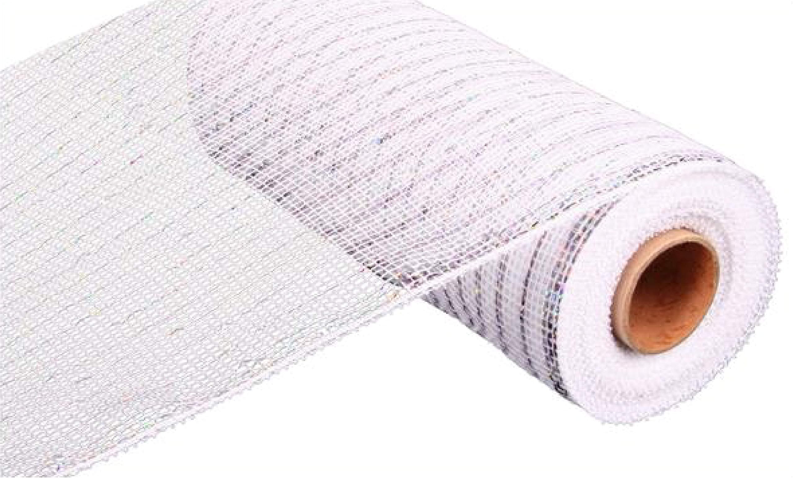 Craig Bachman10 inch x 30 feet Deco Poly Mesh Ribbon - White with Silver Foil : RE130127
