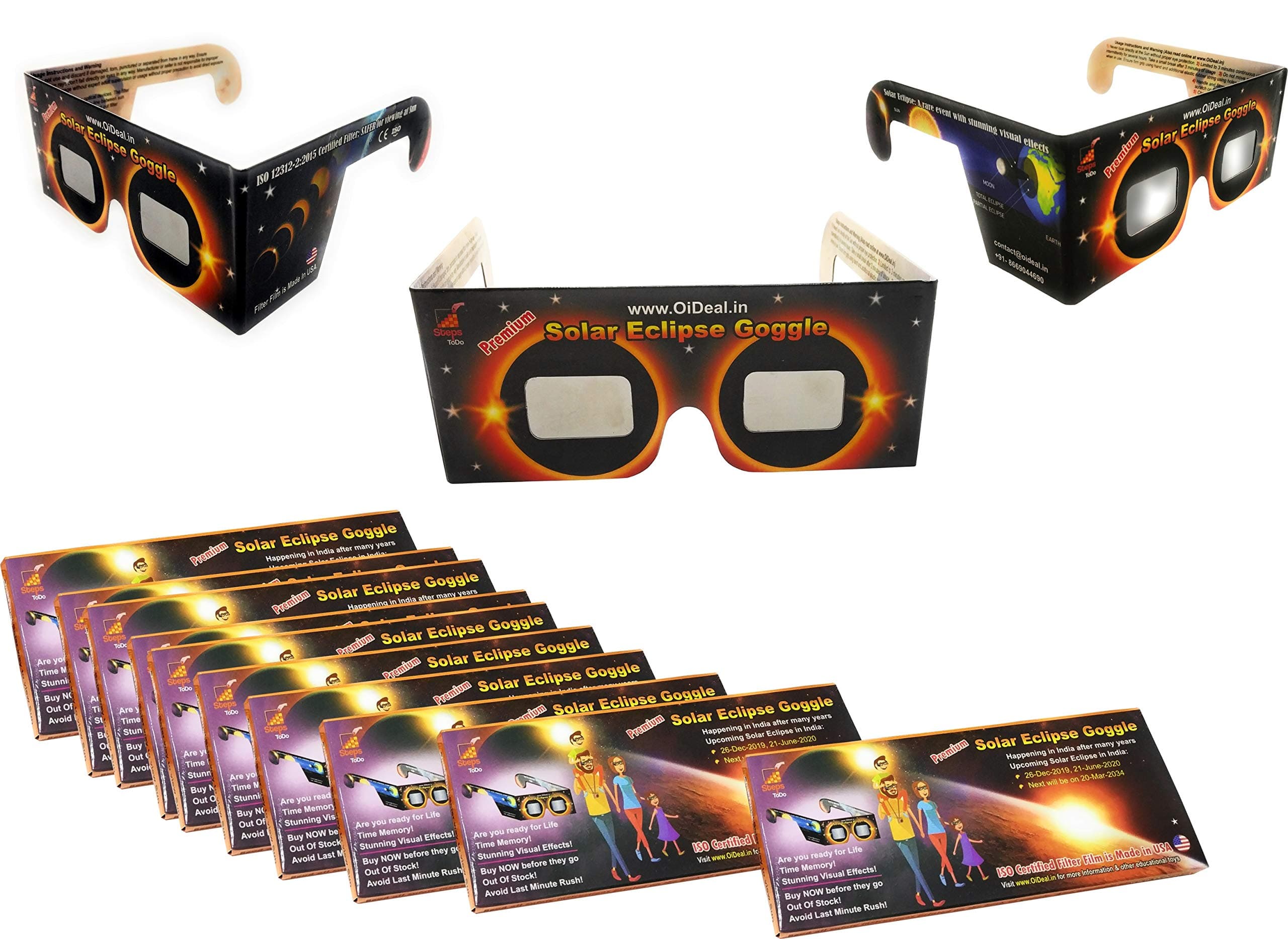 StepsToDo Prime Solar Eclipse Viewer Goggle Pack of 10