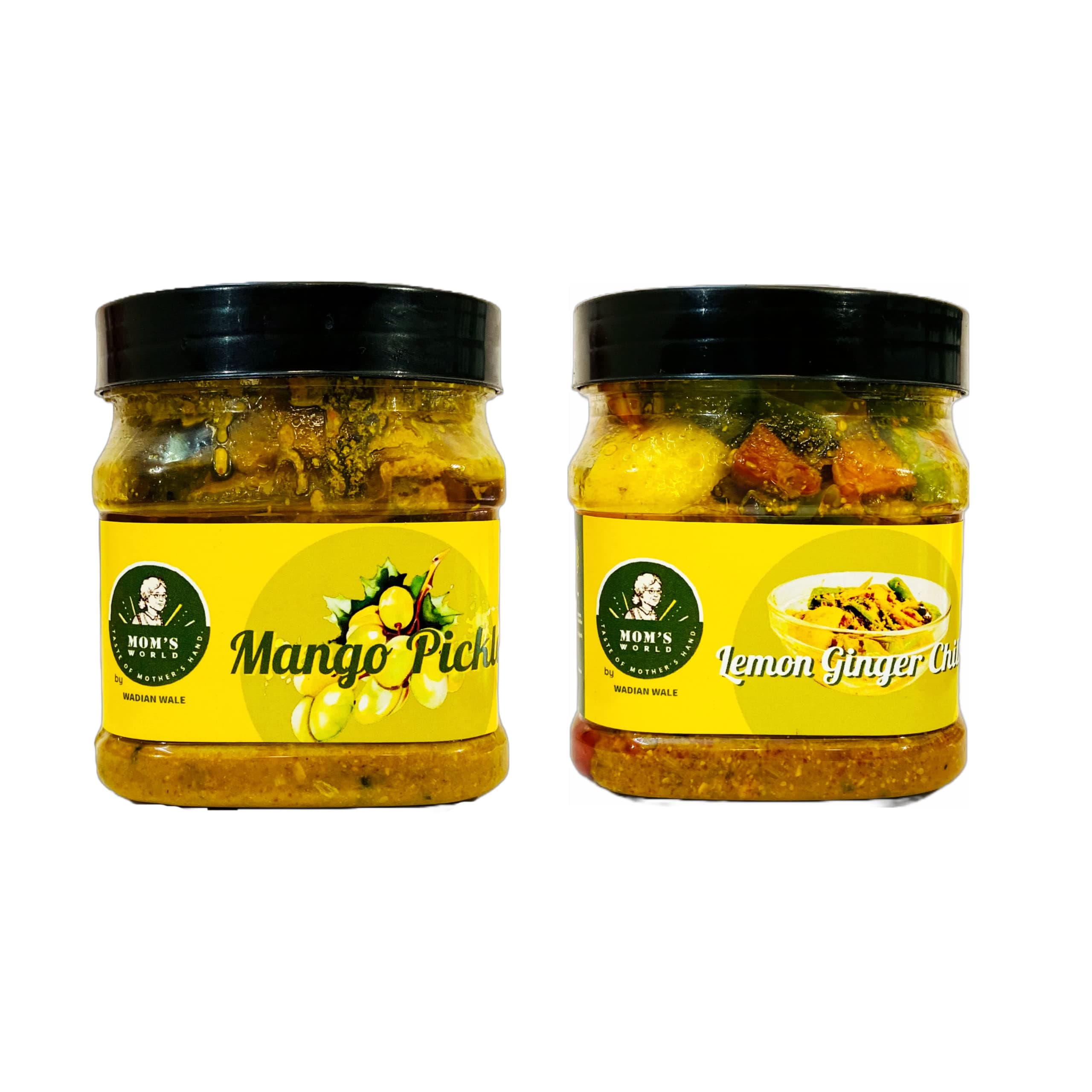 Wadian Wale Homemade Organic Pickles Combo 400gms each - (Mango Pickle 400gms + Lemon Chilli Ginger 400gms)