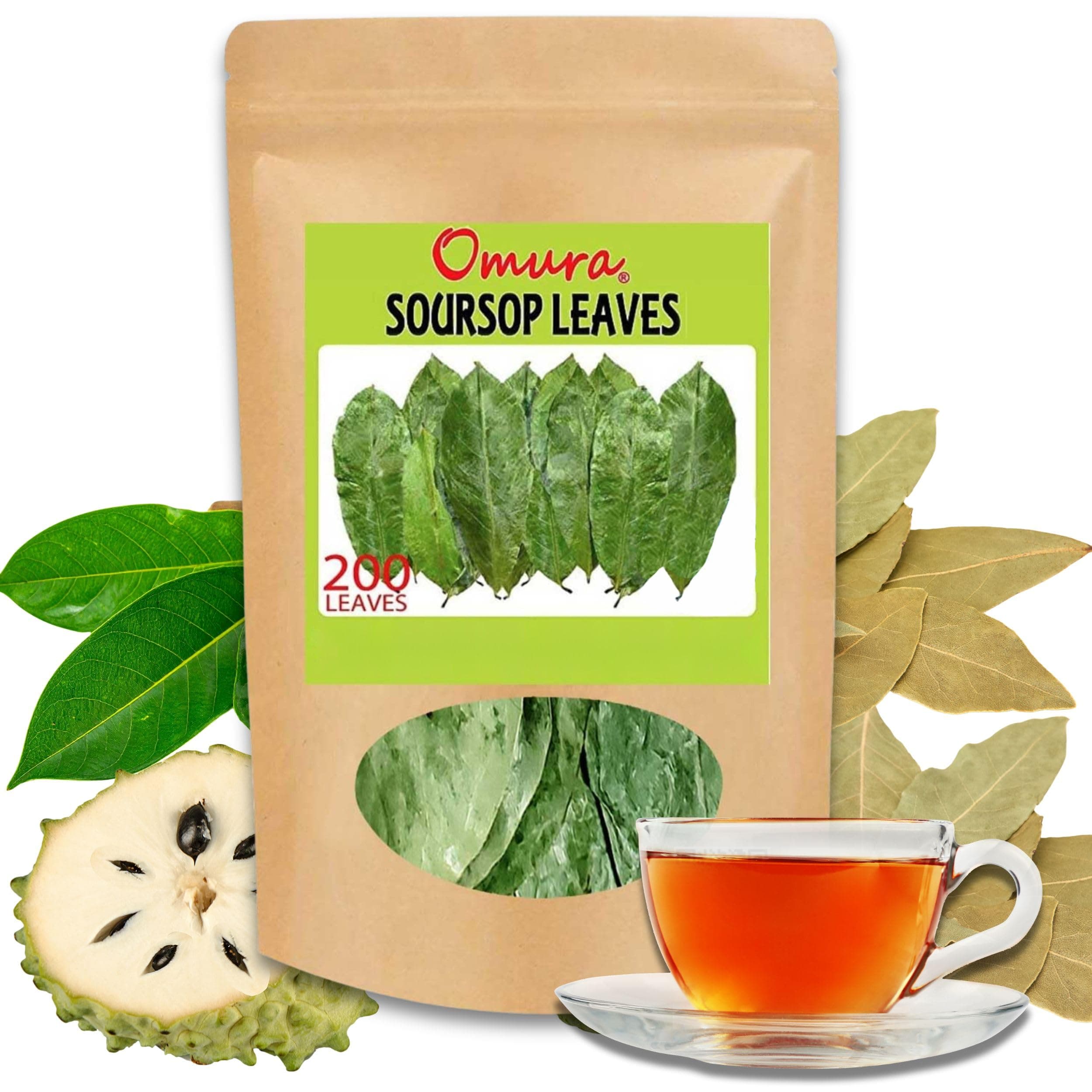 Omura Dried Soursop Leaves - 200 Graviola Soursop Leaf Tea - Herbal Tea - Guanabana Leaves for Brewing - Tea Leave