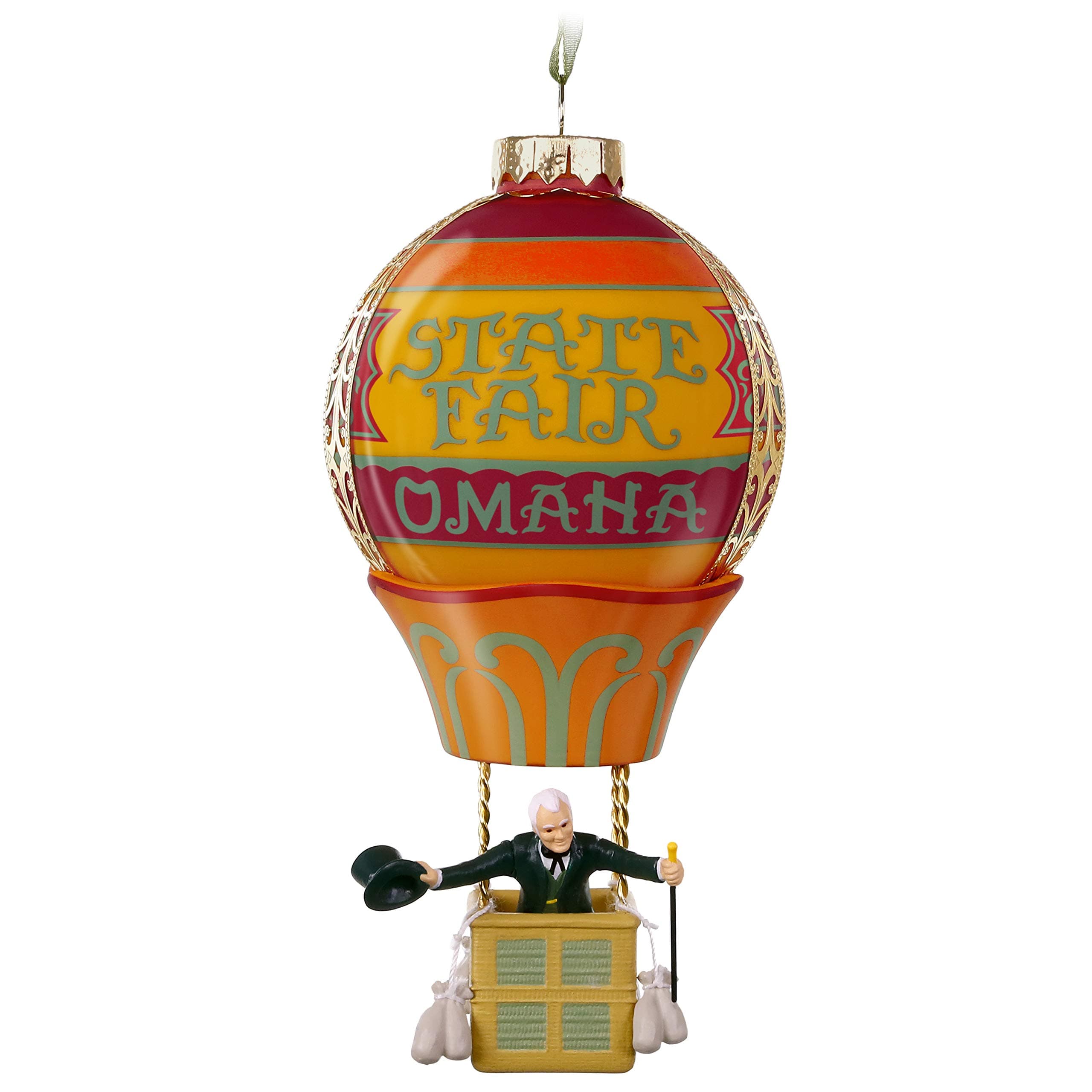 Christmas Ornament 2019 Year Dated, The Wizard of Oz Up, Up and Away Hot Air Balloon, Glass and Metal