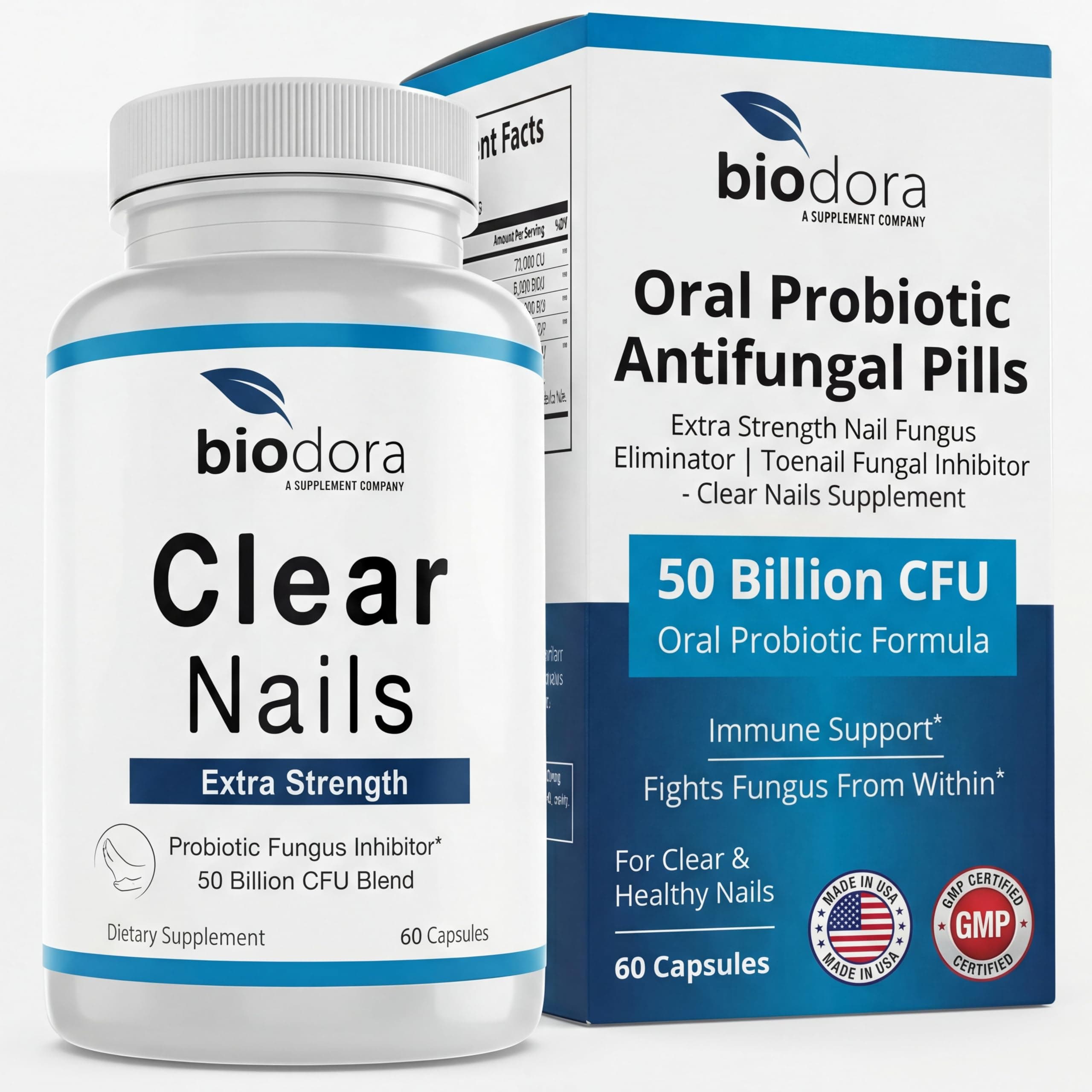 Oral Probiotic Antifungal Pills - Extra Strength Nail Fungus Eliminator | Toenail Fungal Inhibitor - Clear Nails Supplement | 50 Billion CFU (60 Capsules)