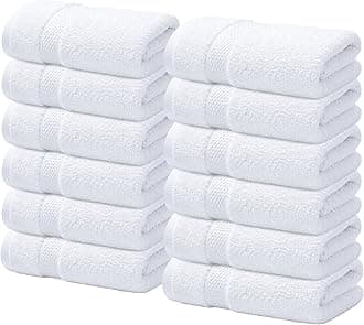 Infinitee Xclusives Luxury Wash Cloths for Showering [13x13] – 100% Cotton Washcloths [Pack of 12], Soft and Absorbent Face Towels for Bathroom Wash Clothes, Gym, and Spa (Brilliant White)