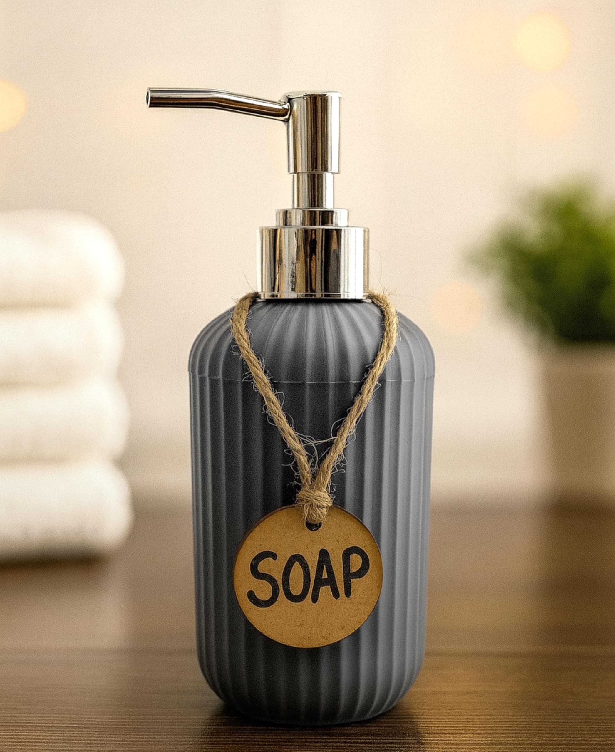 Liquid Soap Dispenser|Sanitizer Dispenser, Lotion, Shampoo Dispenser | Handwash Bottle for Kitchen | Soap Dispenser for Wash Basin | 300 MLL (Metallic Grey, Pack of 1)