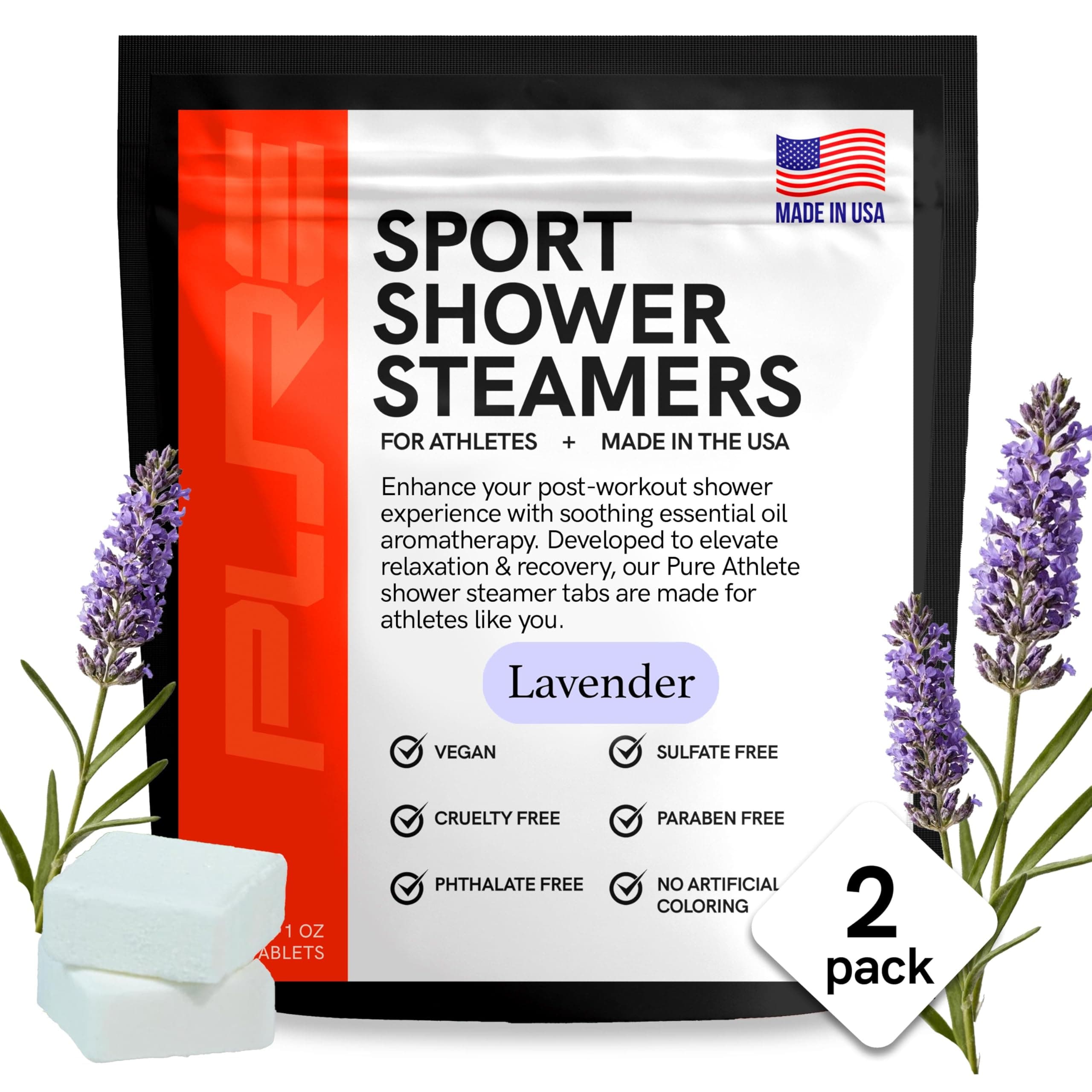 Sport Shower Steamers - USA Made with Natural Lavender Essential Oil, Aromatherapy, Stress and Sinus Relief, Muscle Recovery for Athletes, Best Birthday Gifts and Easter Basket Stuffers for Runners