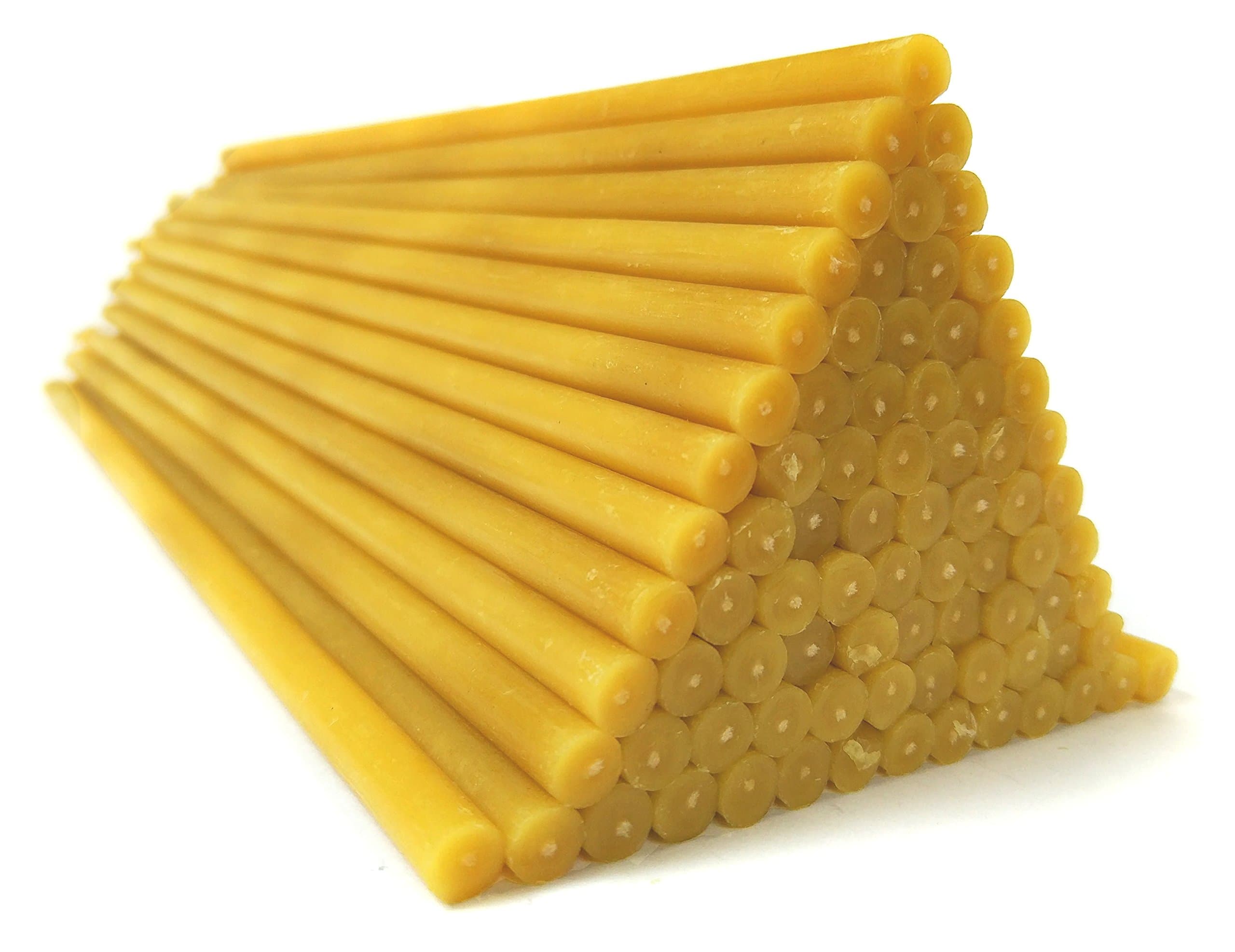 Natural Pure Beeswax Candles Organic Honey Eco Candles (Natural Cotton Wicks, Dripless, Smokeless, Not Taper, Not Ear Candles) (Yellow, 10.4 Inches (26.50 cm) 80pcs)