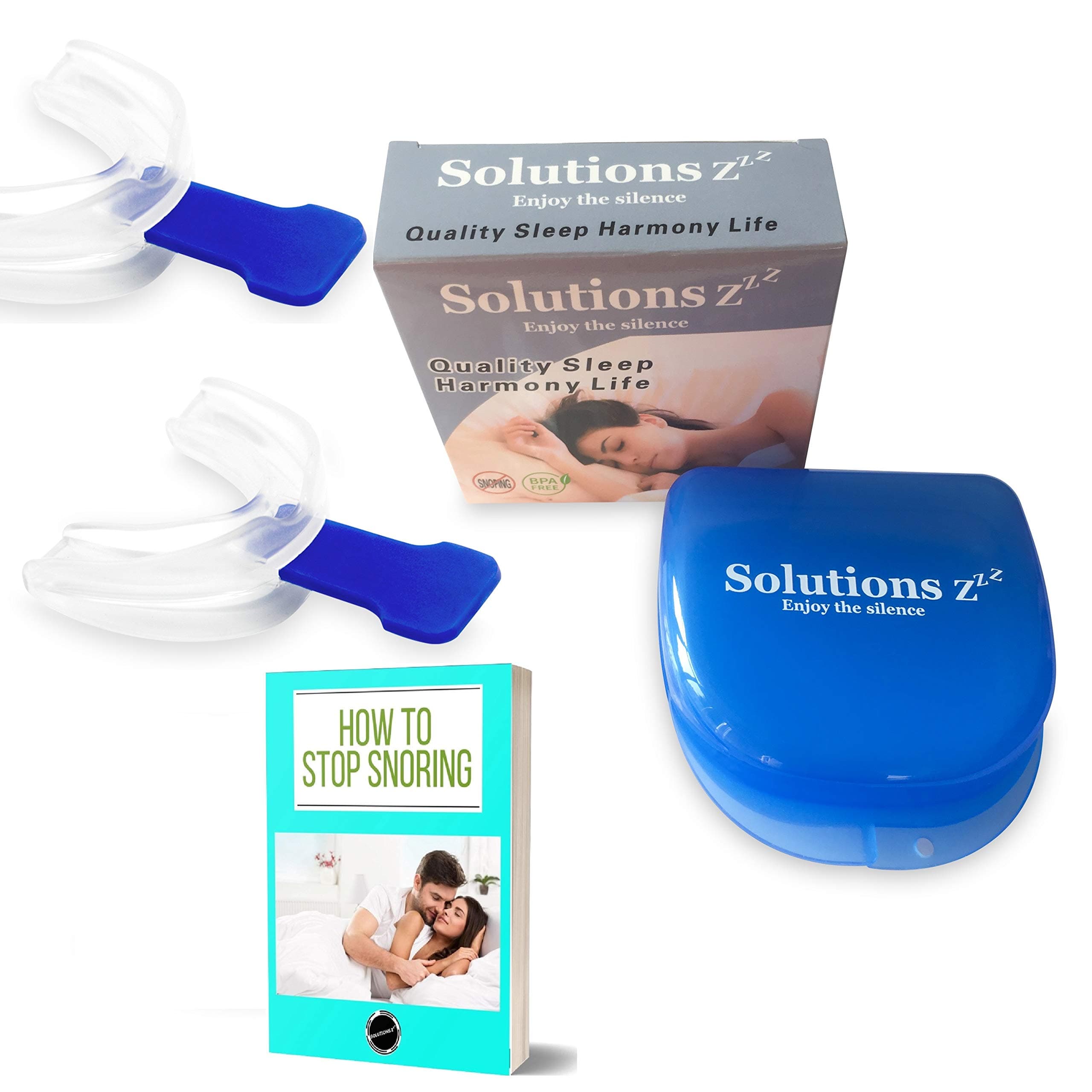 The best anti snoring mouth guard Solutions ZZZ (2 PIECES) - FREE eBOOK & case - Comfortable mouthpiece number 1 on the web - Night guard for all mouth shapes - If you suffer from snoring it's for you