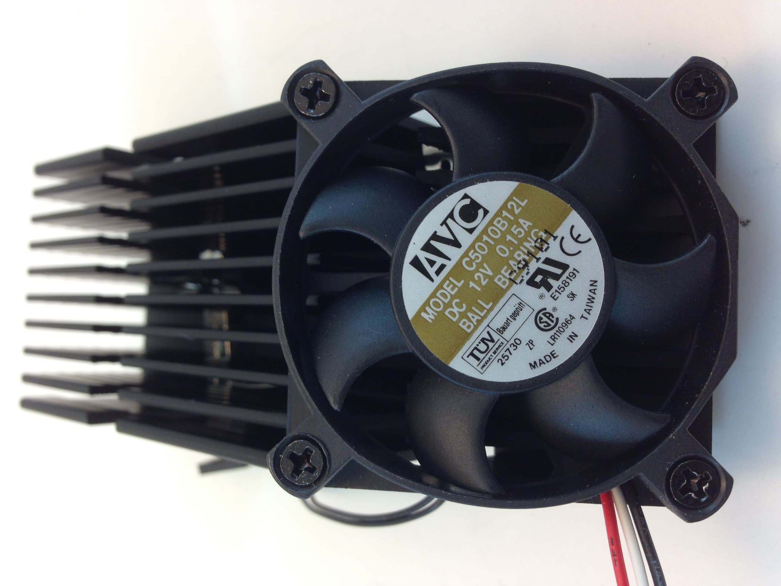 AVC Cooling Fan W/HEATSINK, 50mm SQ 130mm X 40mm X 50mm Overall, TX3 3PIN Connector