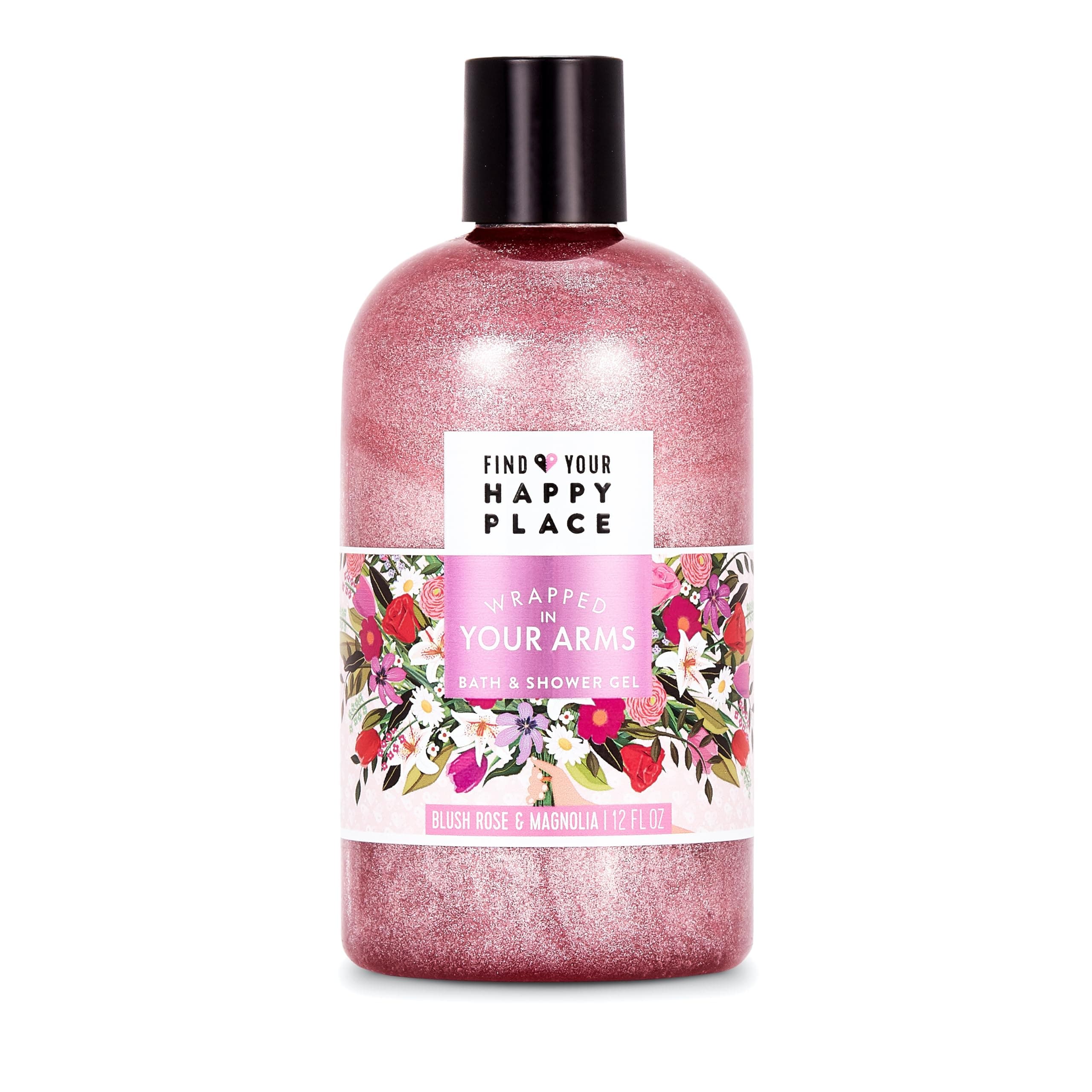 Find Your Happy Place Wrapped In Your Arms Bath And Shower Gel, Blush Rose and Magnolia, 12 fl oz