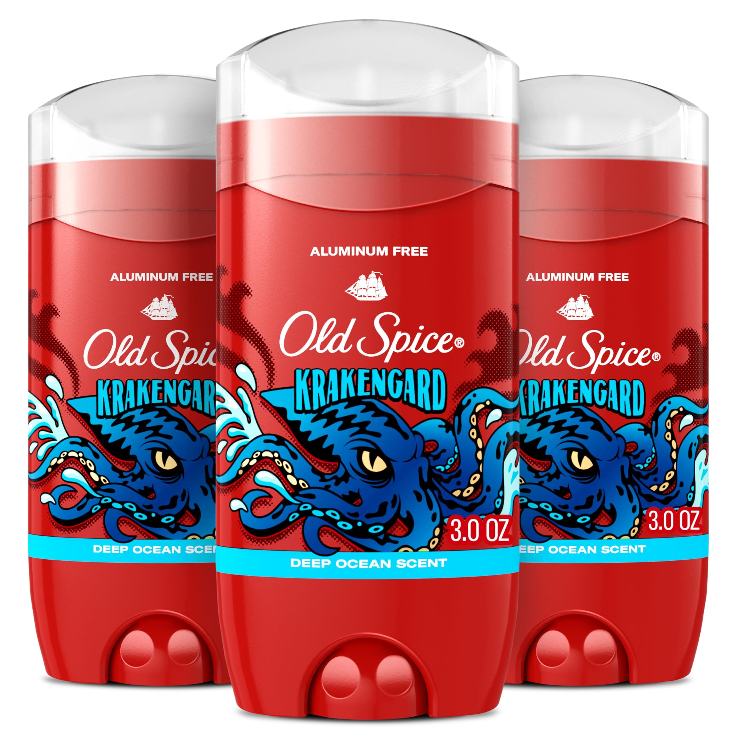 Old Spice Aluminum Free Deodorant for Men, 24/7 Odor Protection, 24/7 Freshness & Lasting Scent, Krakengard Scent, 3.0 oz (Pack of 3)