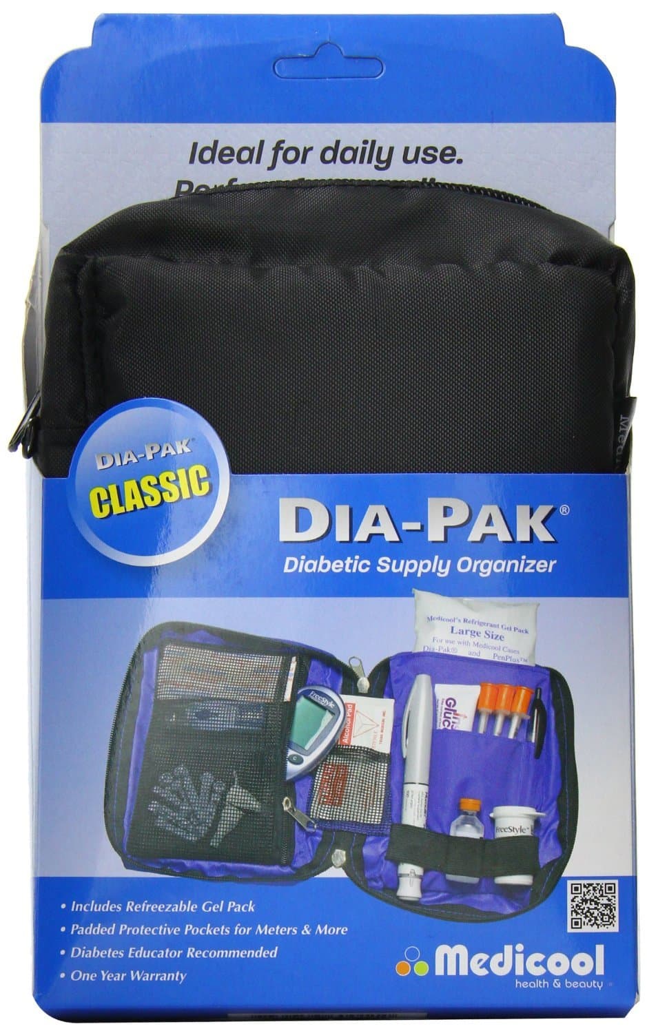 Medicool DIA-PAK Classic Diabetic Supply Organizer - Black