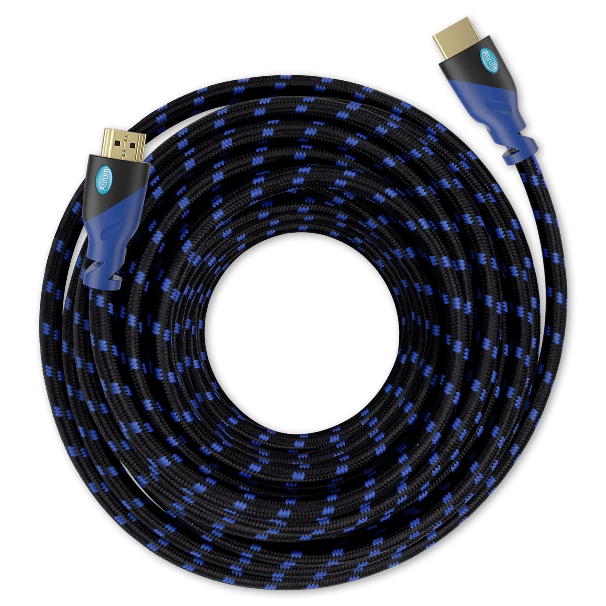 Aurum Ultra Series High-Speed HDMI Cable with Ethernet - Braided 40 Ft HDMI Cable Extender Supports 3D and Audio Return Channel up to 4k Resolution - Compatible with TV, PC, Laptops, PS3-1 Pack