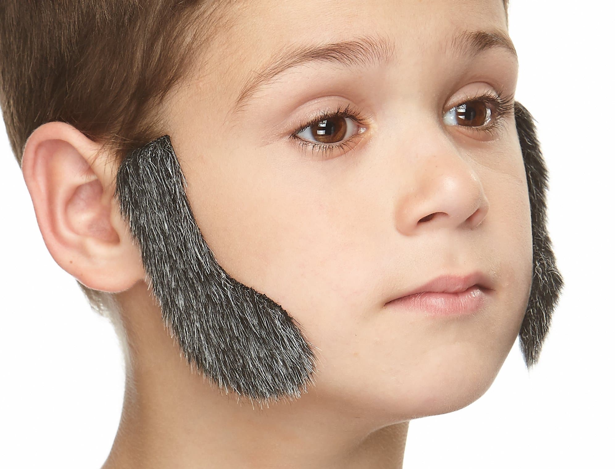 Sponsored Ad - Mustaches Self Adhesive Sideburns Fake Mutton Chops for Kids, Novelty, Small False Facial Hair, Costume Accessory for Children, Salt and Pepper Color