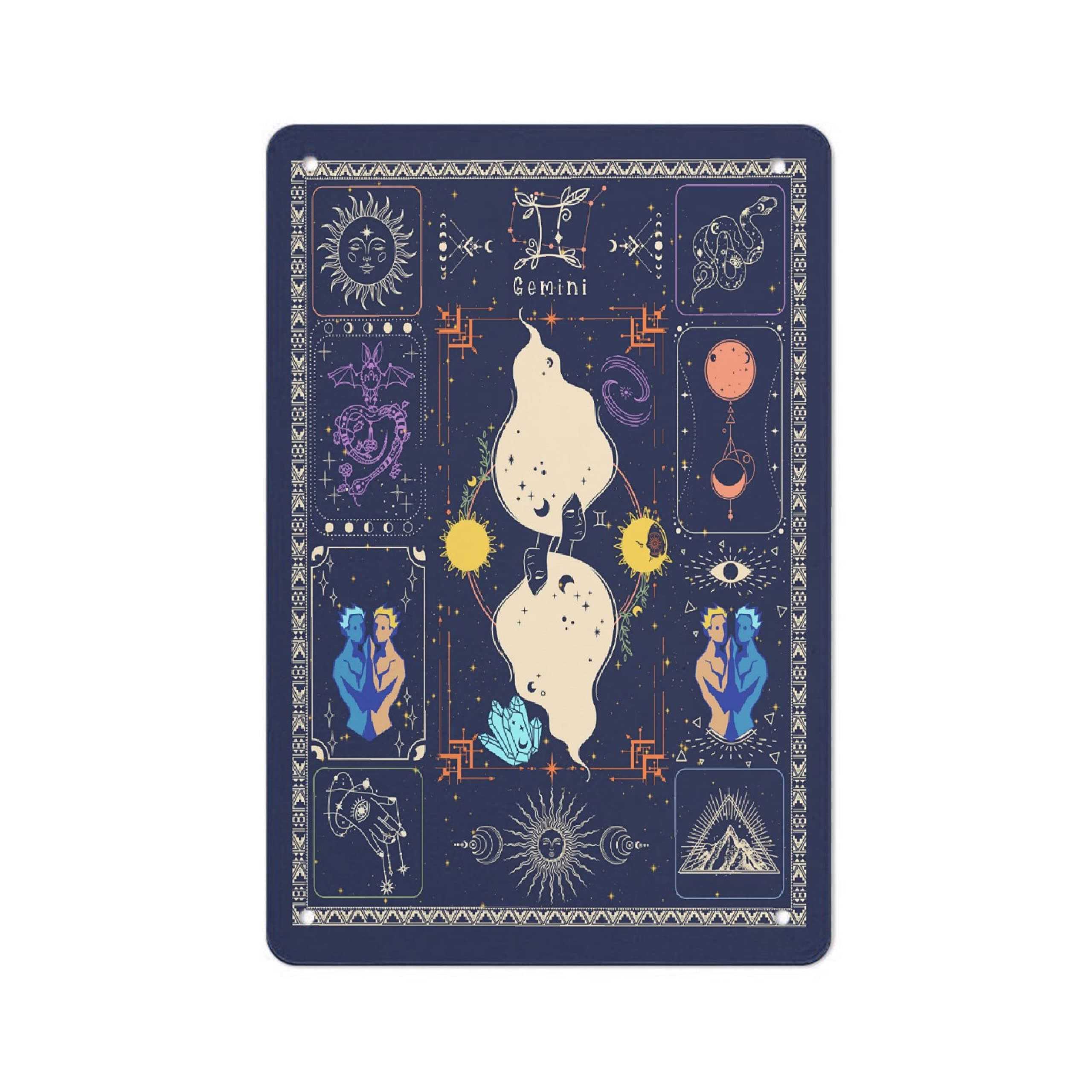 Retro Vintage Girl Boy Poster Painting Aluminum Sign Gemini Constellation Astrology Aluminum Iron Metal Sign For Home Bedroom Kitchen Cafe Restaurant Garden Porch Station Bar Den Wall Decor 8x12inch(20x30cm)