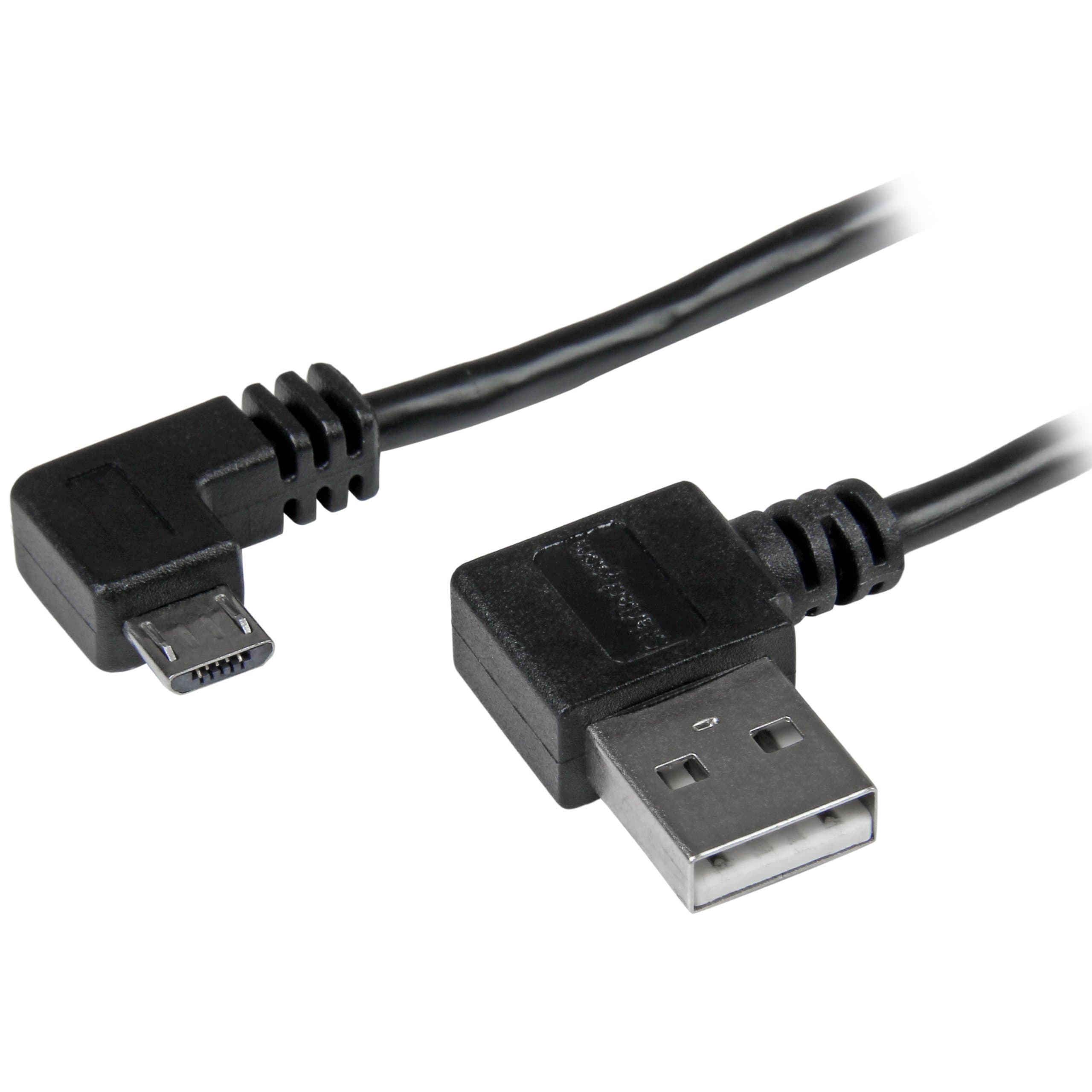 StarTech.com 2m 6 ft Micro-USB Cable with Right-Angled Connectors - M/M - USB A to Micro B Cable - 6ft Right Angle Micro USB Cable (USB2AUB2RA2M)