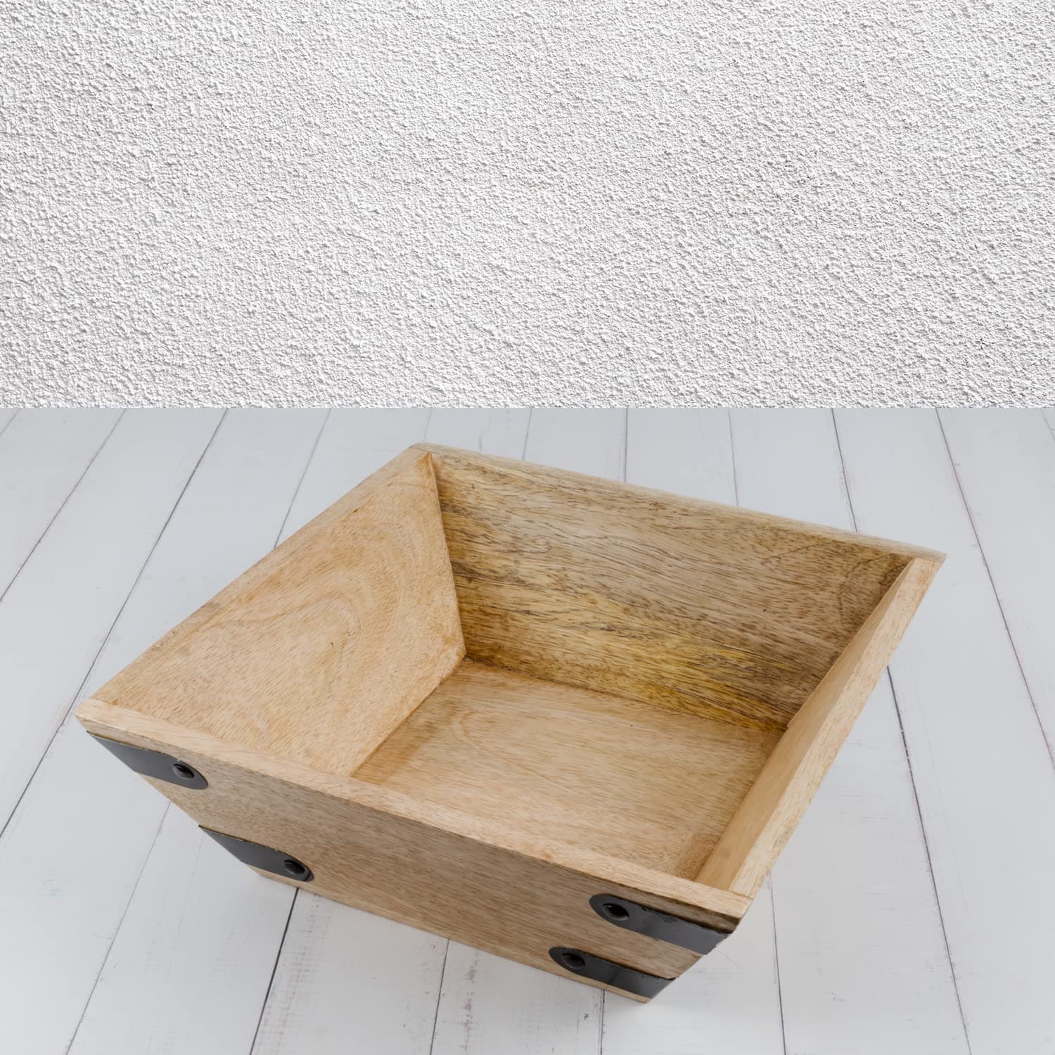 Samhita Square wood bowl made of Mango wood for fruits or as a decorative bowl Home Décor - Fruit Serving Bowl , Wood Salad Bowl (12" x 12" x 4.5")