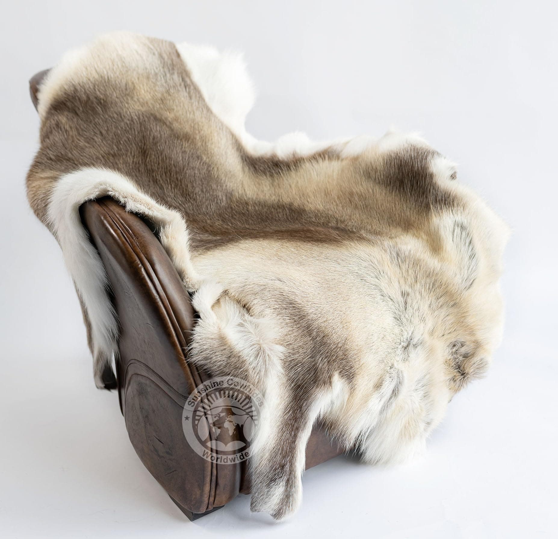 Sunshine Cowhides 100% Genuine Nordic Reindeer Hide Rug - Greyish Animal Skin Rugs for Bedroom, Living Room, Office, & Bathroom, Premium Décor for Aesthetic Living - XL (3-4 x 4-5.5 ft)