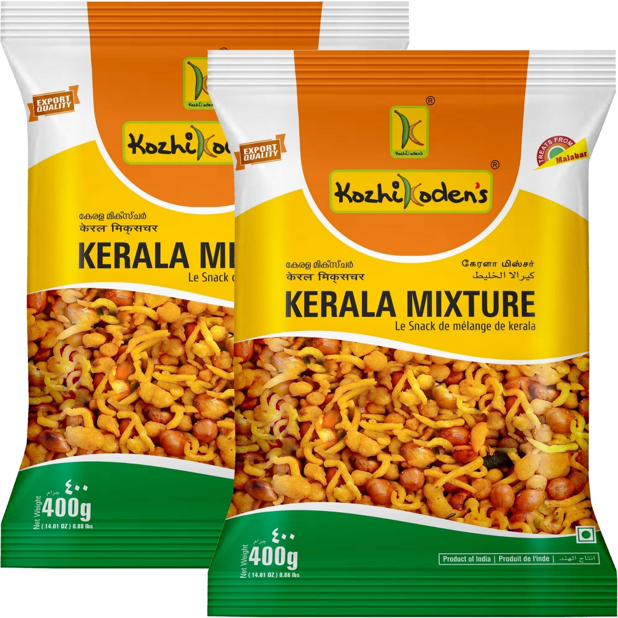 KOZHIKODEN'S Kerala Mixture | 800g (2 x 400g Pack) | Fresh & Spicy Namkeen Snack | Authentic Indian Snack | Perfect for Tea-Time