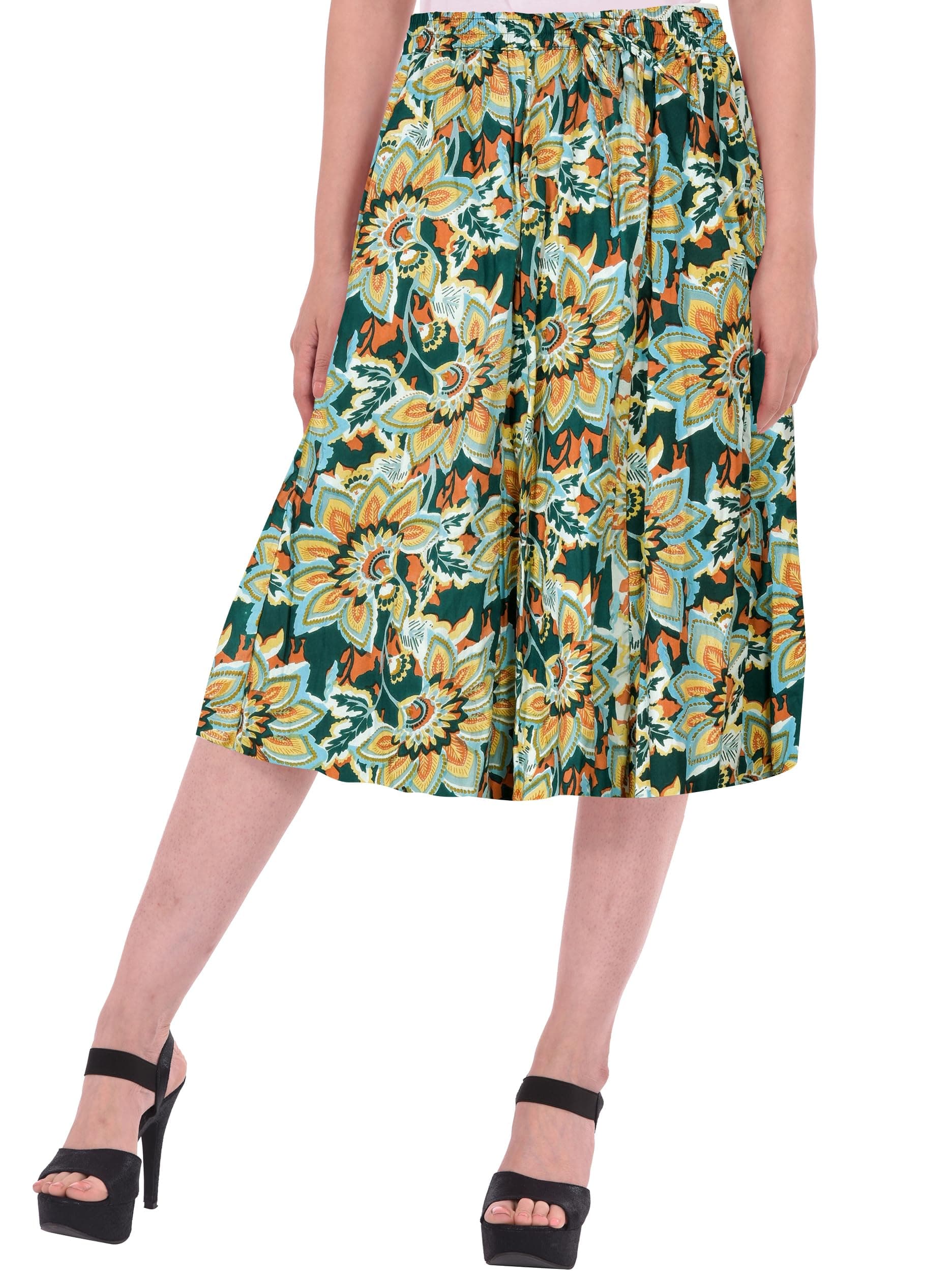 COTTON BREEZE Women's Rayon Regular Fit Skirt Multi Coloured…