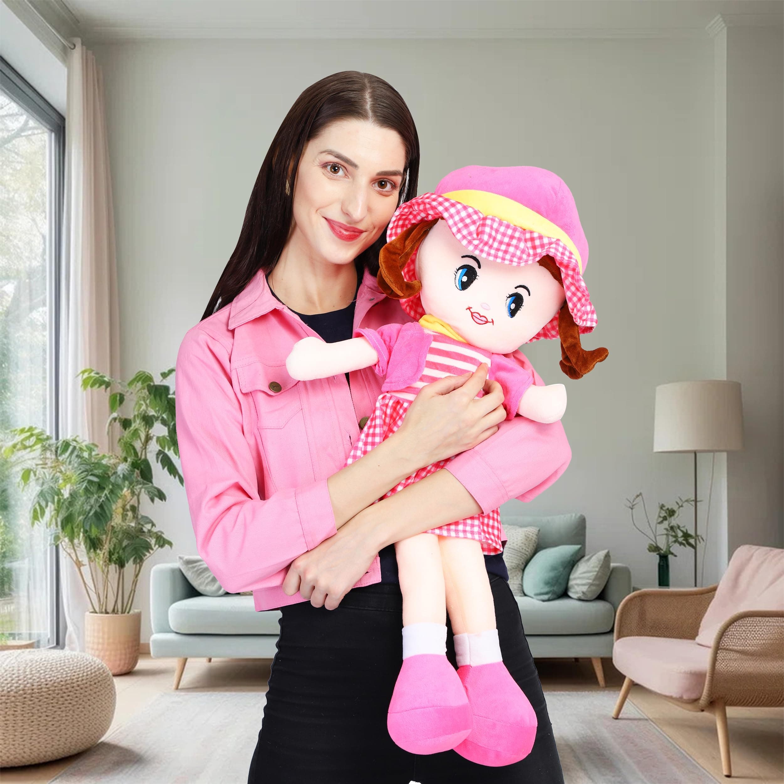 Glance Soft Cute Looking Beautiful Doll | Attractive Stuffed Toys | Grab Your Attention on Little Darling (Pink Winky, 80cm)