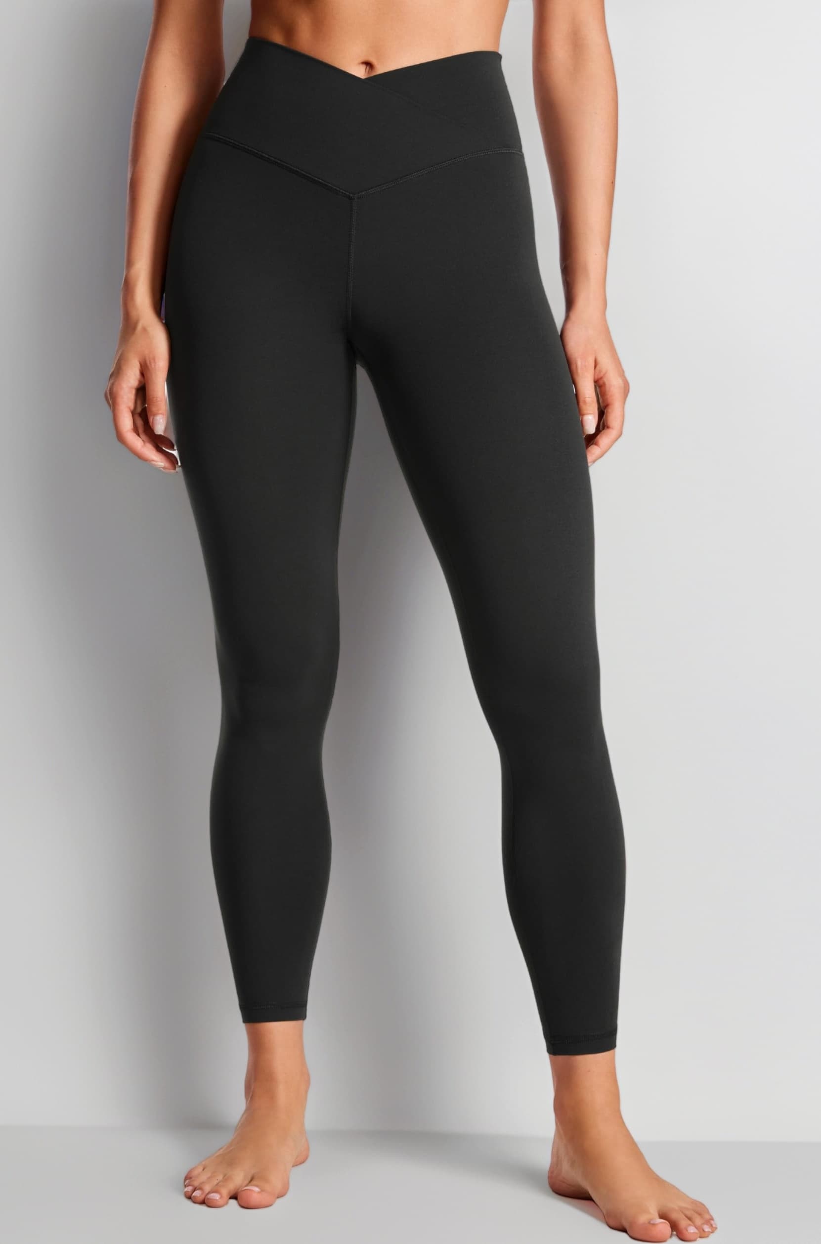 Womens Butterluxe Cross Waist Workout Leggings 25 Inches - V Cross High Waisted Gym Athletic Yoga Leggings