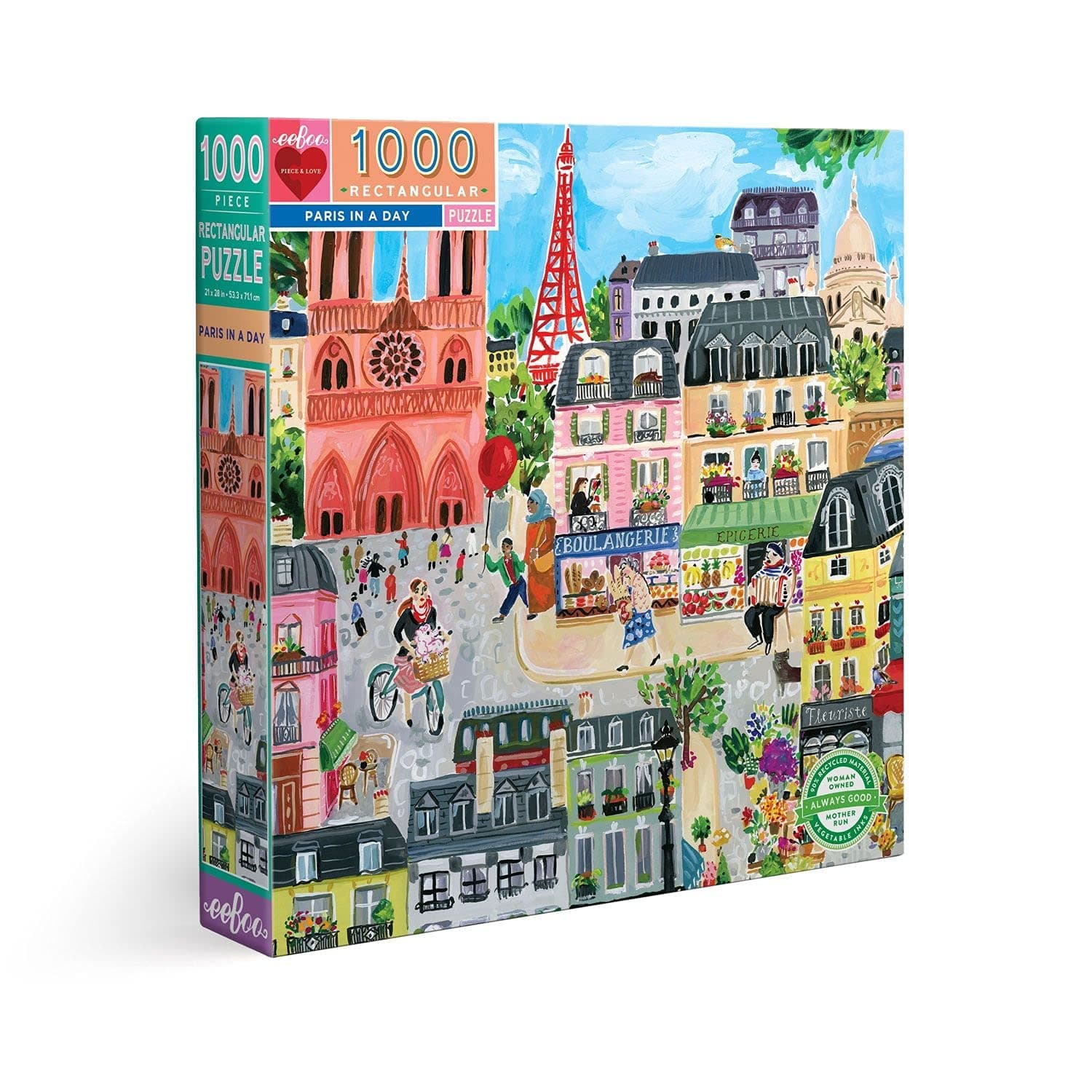 Paris In A Day Rectangular Adult Rediscover Paris Through 1000 Pieces Puzzle Size 61 x 46 cm PZTPD2