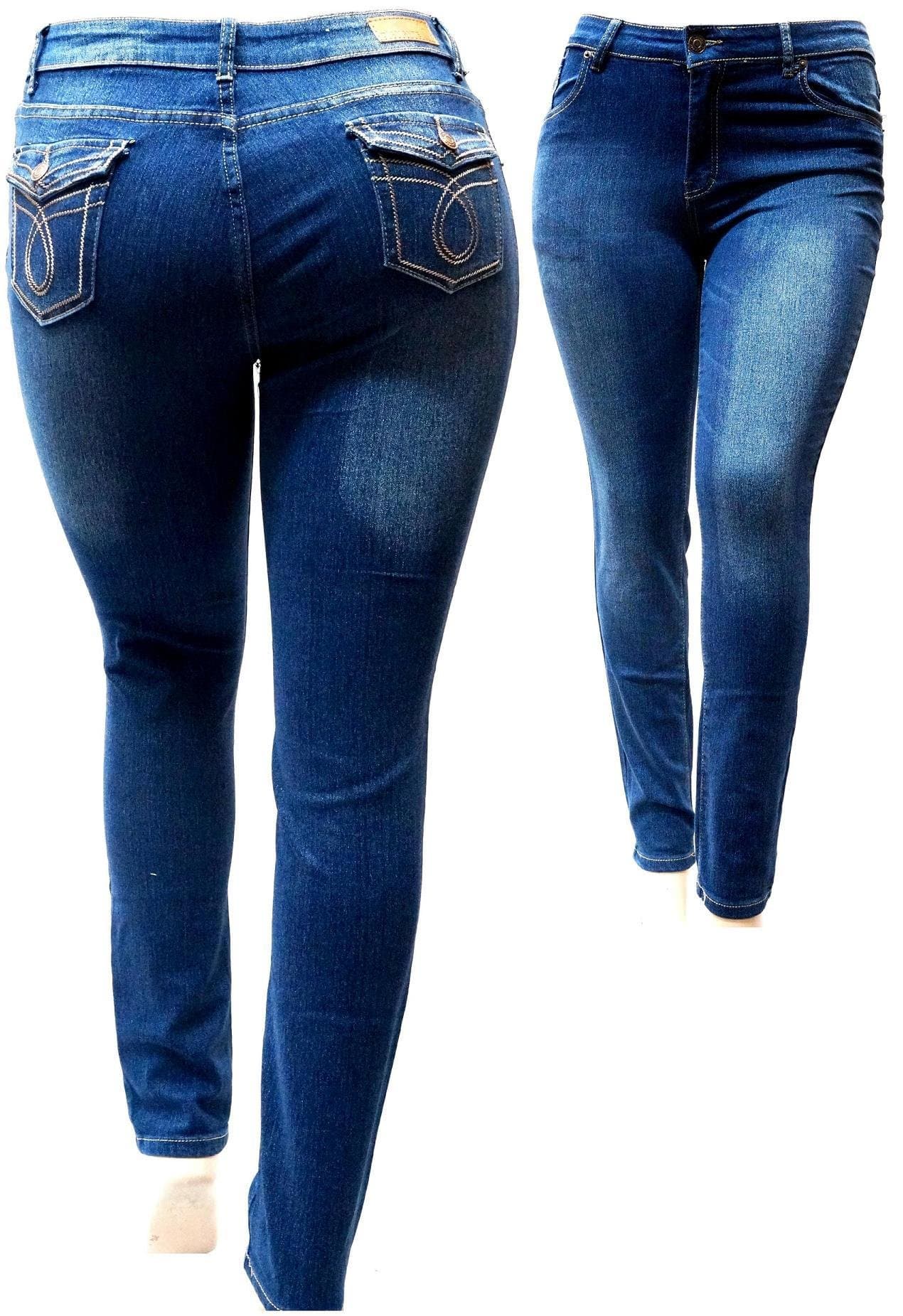 LA CHULA Dark Blue Stretch Denim Jeans HI Waist Women Plus Size Pants Skinny Leg