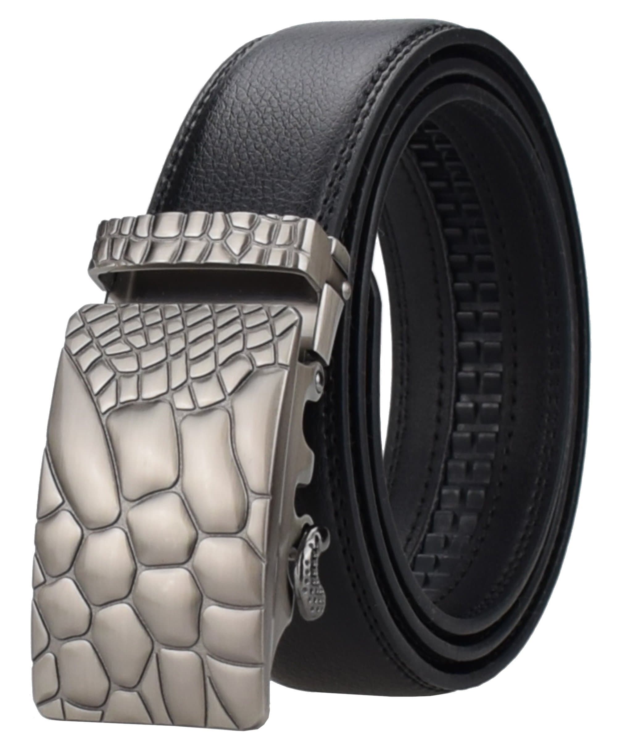 AINISI Belt Mens Black Ratchet Belts Fashion Business Casual Leather Belts(14,125)