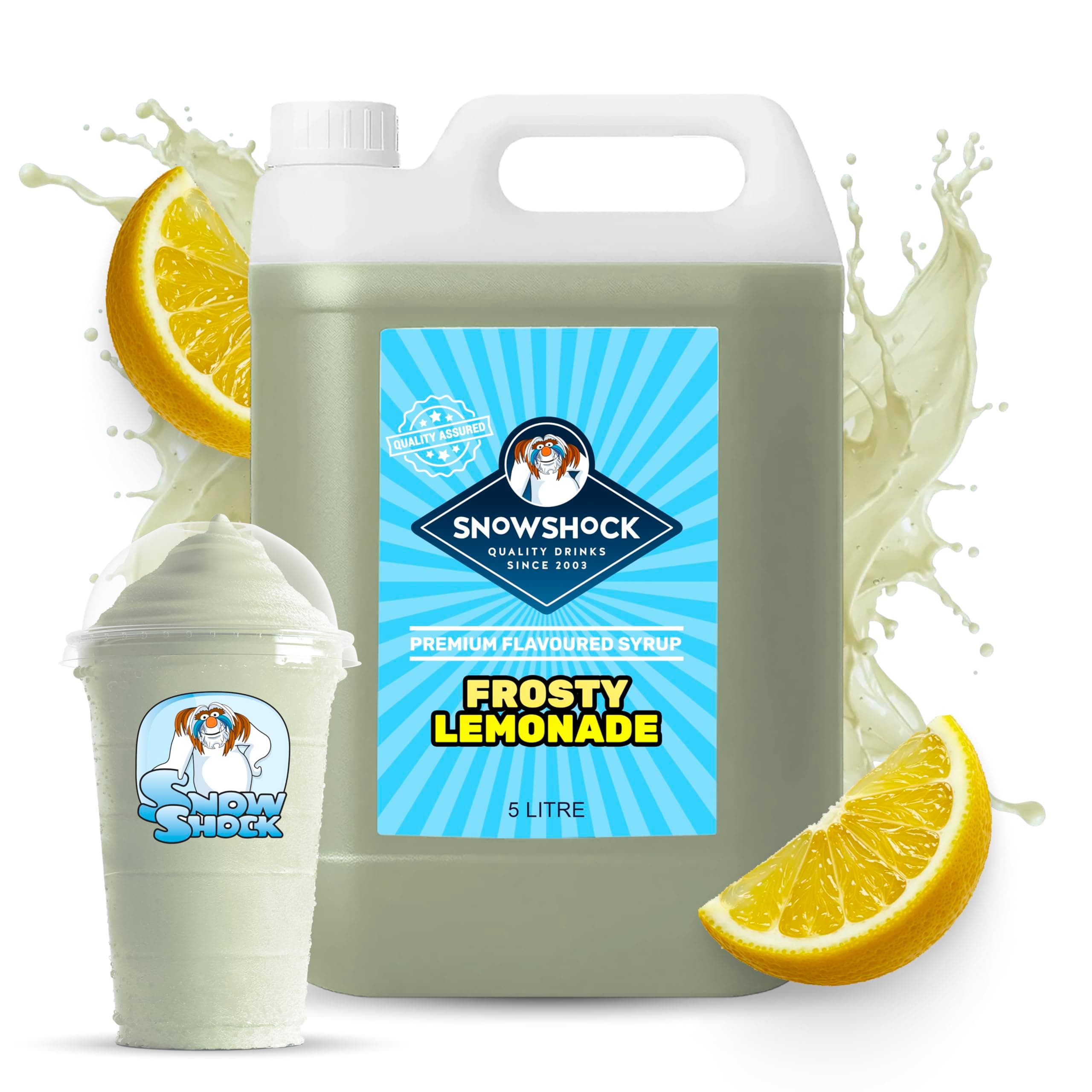 – SnowShock Slush Syrup 5L Lemonade | Slushy Concentrate Dilute for Ice Slushie Machine - Makes Up To 110 Drinks - Refreshing Frozen Drink Mix for Kids Parties, Cafes, Events & Food Vans | Vegan