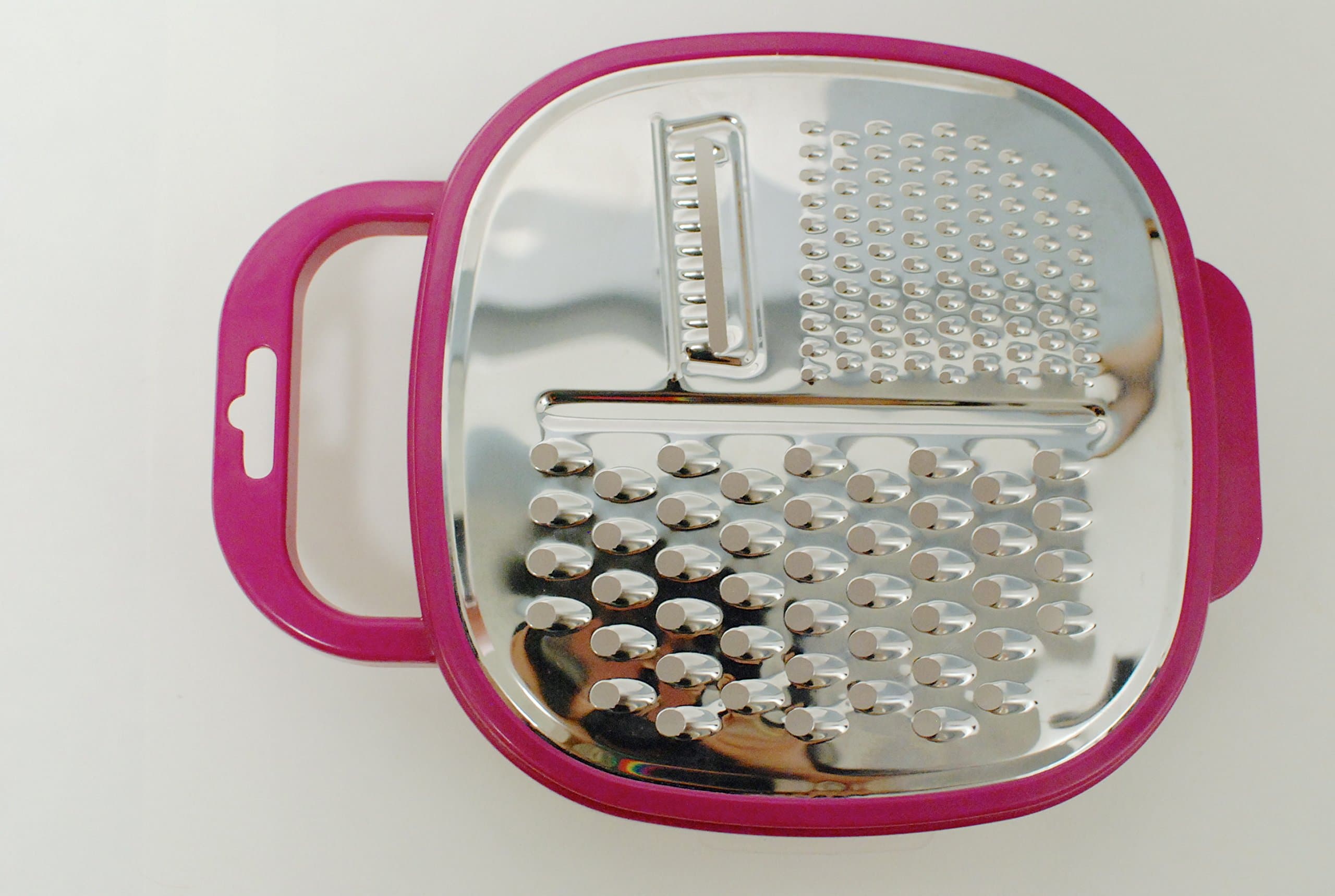 Royal Corgi Professional Stainless Steel Vegetable, Cheese and Fruit Grater, with Plastic Container and Lid for Easy Containment and Storage (pink)