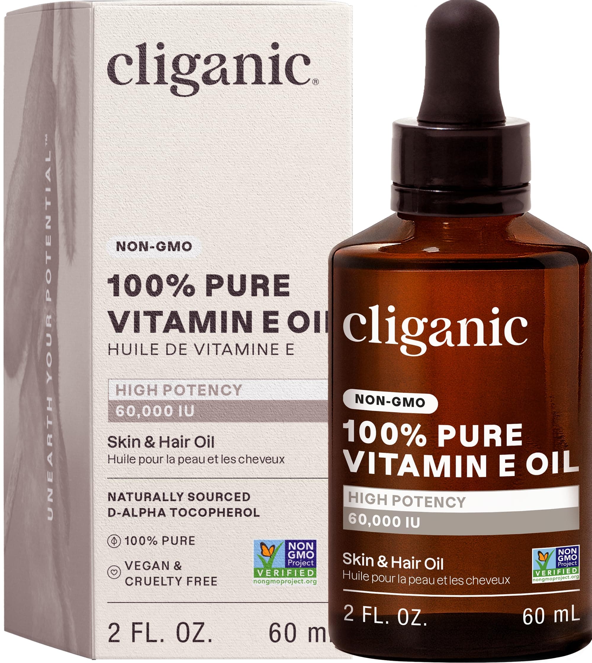 100% Pure Vitamin E Oil for Skin, Hair & Face - 60,000 IU, Non-GMO Verified | Natural D-Alpha Tocopherol