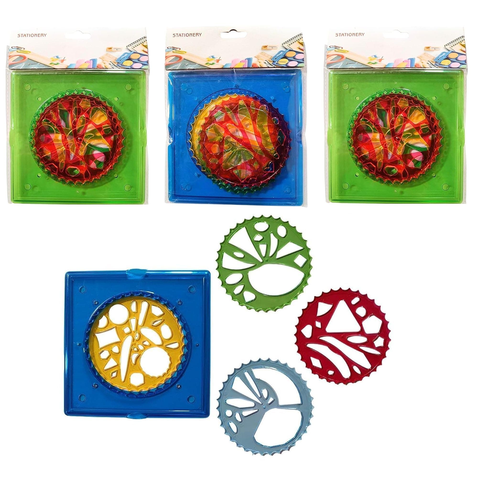 Spiral Spirograph Geometric Design Ruler |Set of 3 | Creative Stencil Ruler Set, Fun Arts & Crafts Toy for Creative Drawing & Art Projects | Gift for Kids of All Ages