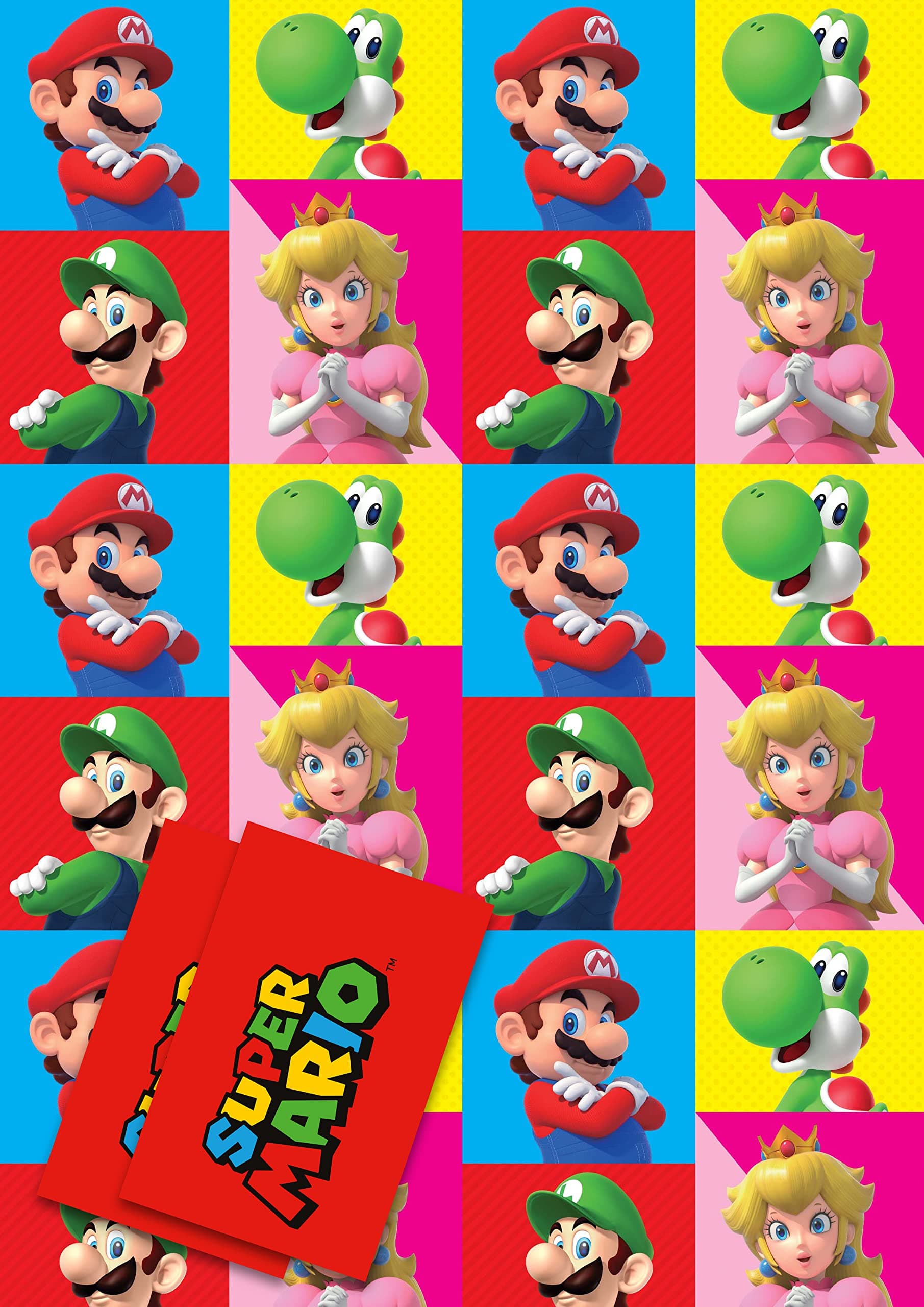 Official Super Mario Wrapping Paper, 2 Sheets 2 Tags, Birthday Gift Wrap