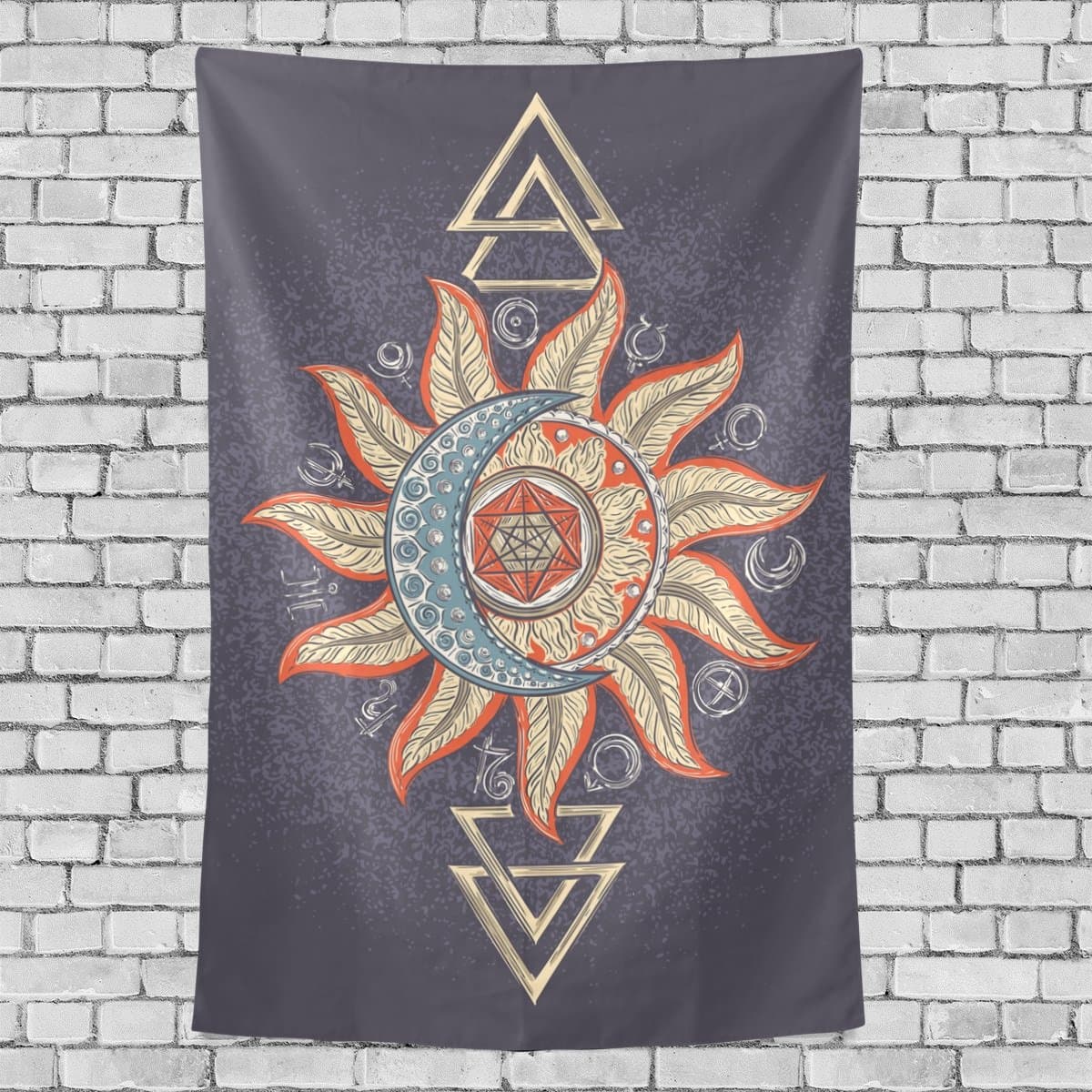 ALAZA Hand Drawn Mystery Alchemy Symbols Moon and Sun Polyester House Tapestries Room Décor 60x90 Inch Style Decorative Wall Blanket