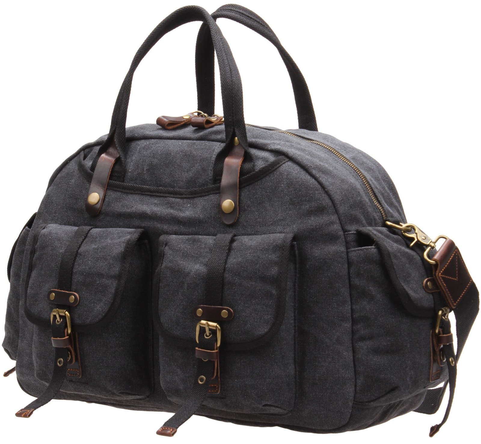 Weekend Overnight Bags Canvas Travel Duffel Leather Carry On Tote S001(M, Grey)