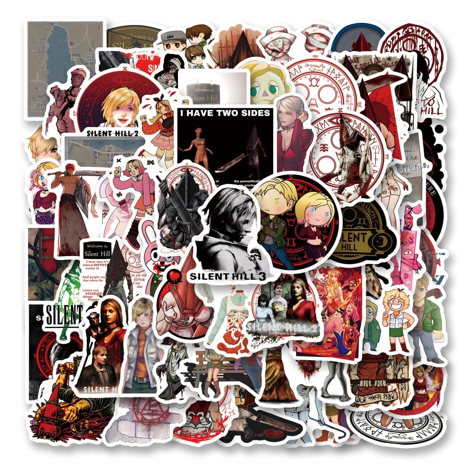 62Pcs Silent Hill Stickers Pack, Aesthetic Vinyl Waterproof Sticker Decal for Water Bottle,Laptop,Phone,Scrapbooking,Journaling for Teens Kids for Party Supply Favor Decor…