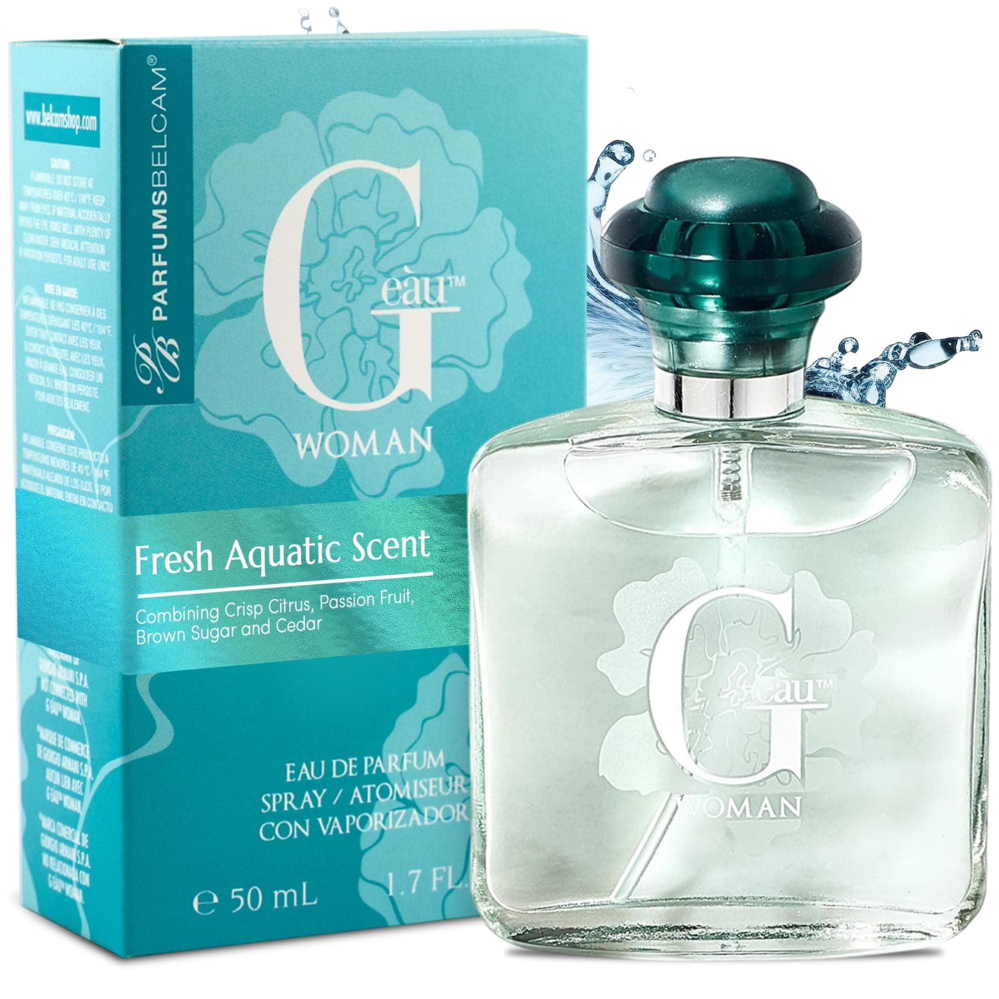 PB ParfumsBelcam G eàu Woman Eau De Parfum Spray for Women – 50 mL Affordable Long Lasting Perfume with Fresh Aquatic Fragrance & Chic Citrus Scent, Made with Premium Oils for Day & Night Use