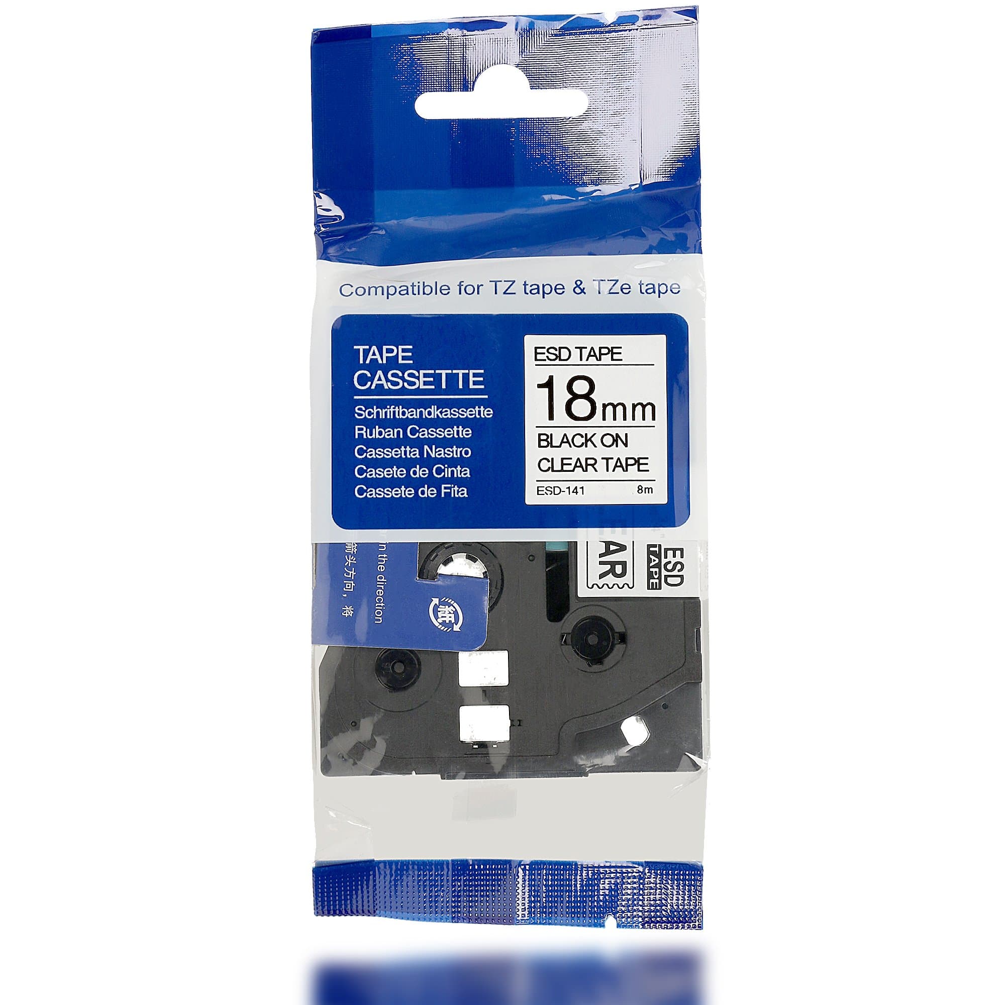 ITECXPRESS24 – 3x Original Eseller ESD Label/Tape | Tape Cassette/Tape for TZ 141 | TZ141 (TZ 141 Brother P-Touch Printer Label Printers Including Pt 3600 9600 2430 PC 2730 VP 9700 9800 PCN D400 VP D450 VP D600 VP E300 E500 VP VP E550 WVP H300 H500 Li P700 P750 TDI P750 W Professional Pt 2430PC USB PTD450VP PTE500VPG Model 18 mm x 8 m – Black on Transparent – 100% compatible with 141 Pt Labeller