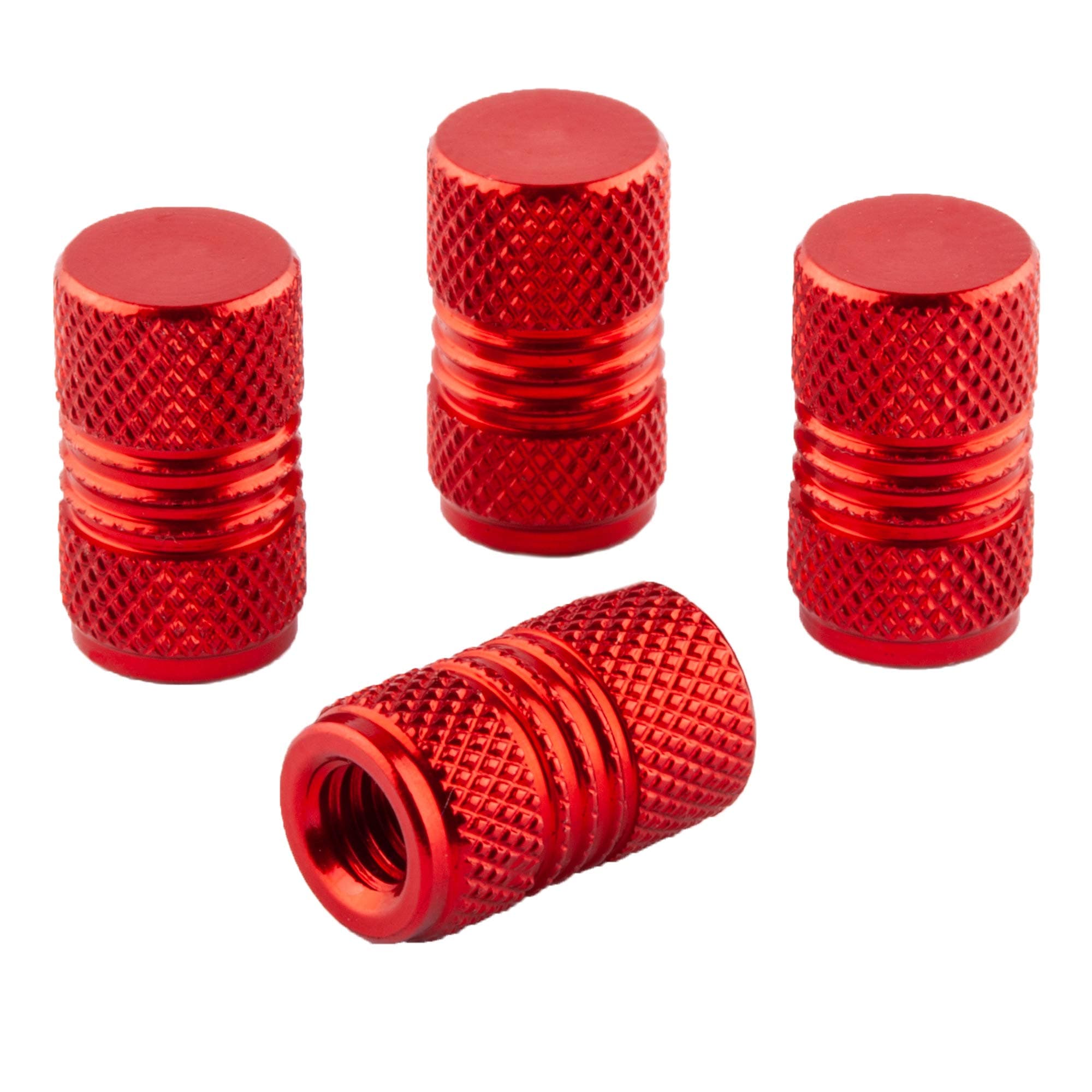 Bike BitsPresta Valve Caps - Anodized Aluminum - Use On Presta/French Valves - Designs: Bullet, Rocket, Hamburger, Pocket Rocket (4 Pack) Hamburger Red