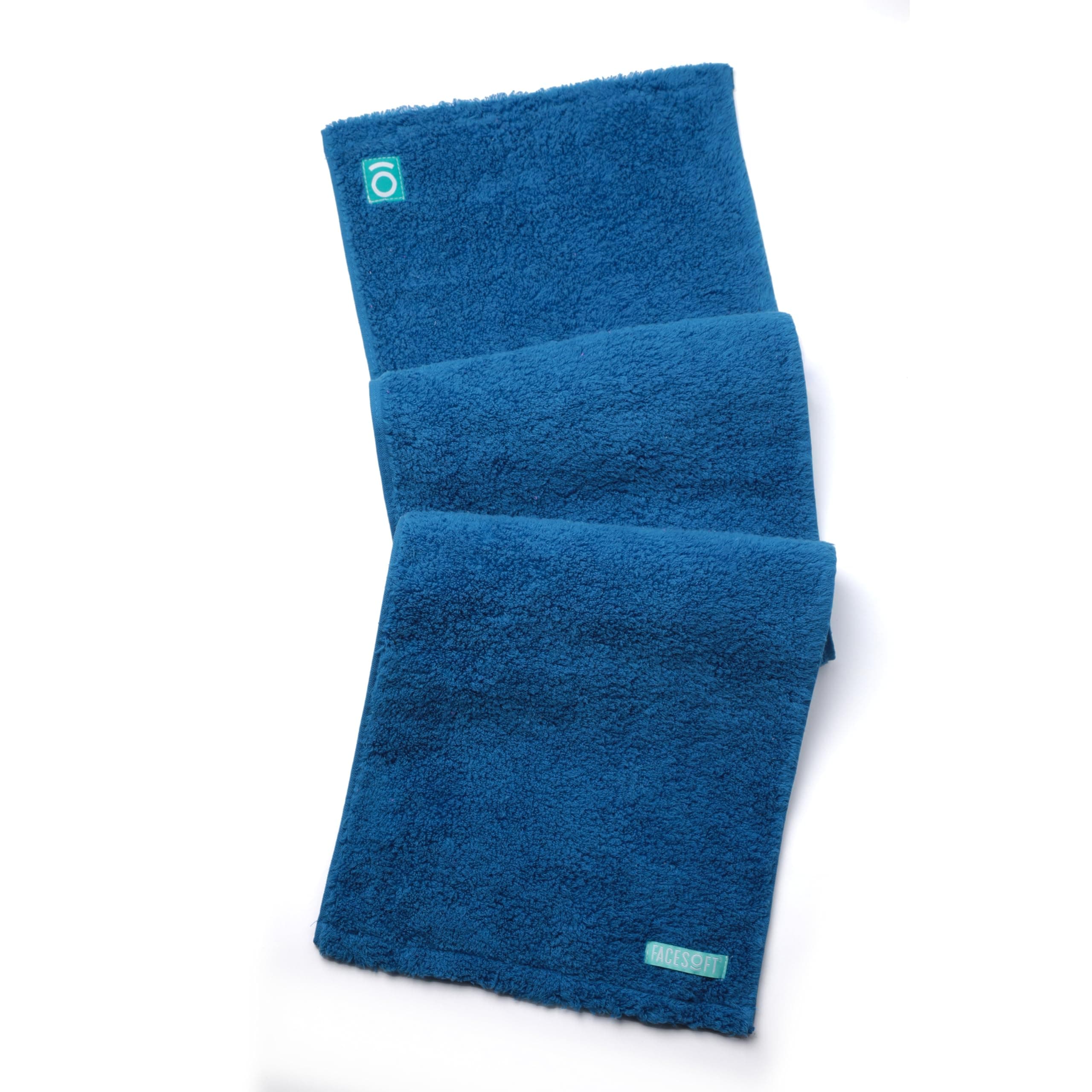 FACESOFT Eco Friendly Gym Towel Accessories for Working Out - Soft & Absorbent Cotton Exercise Towel - No Synthetic Microfibers or Plastics - Sweat Towel for Gym, Fitness, Sports, Yoga - Blue - 1 Pc